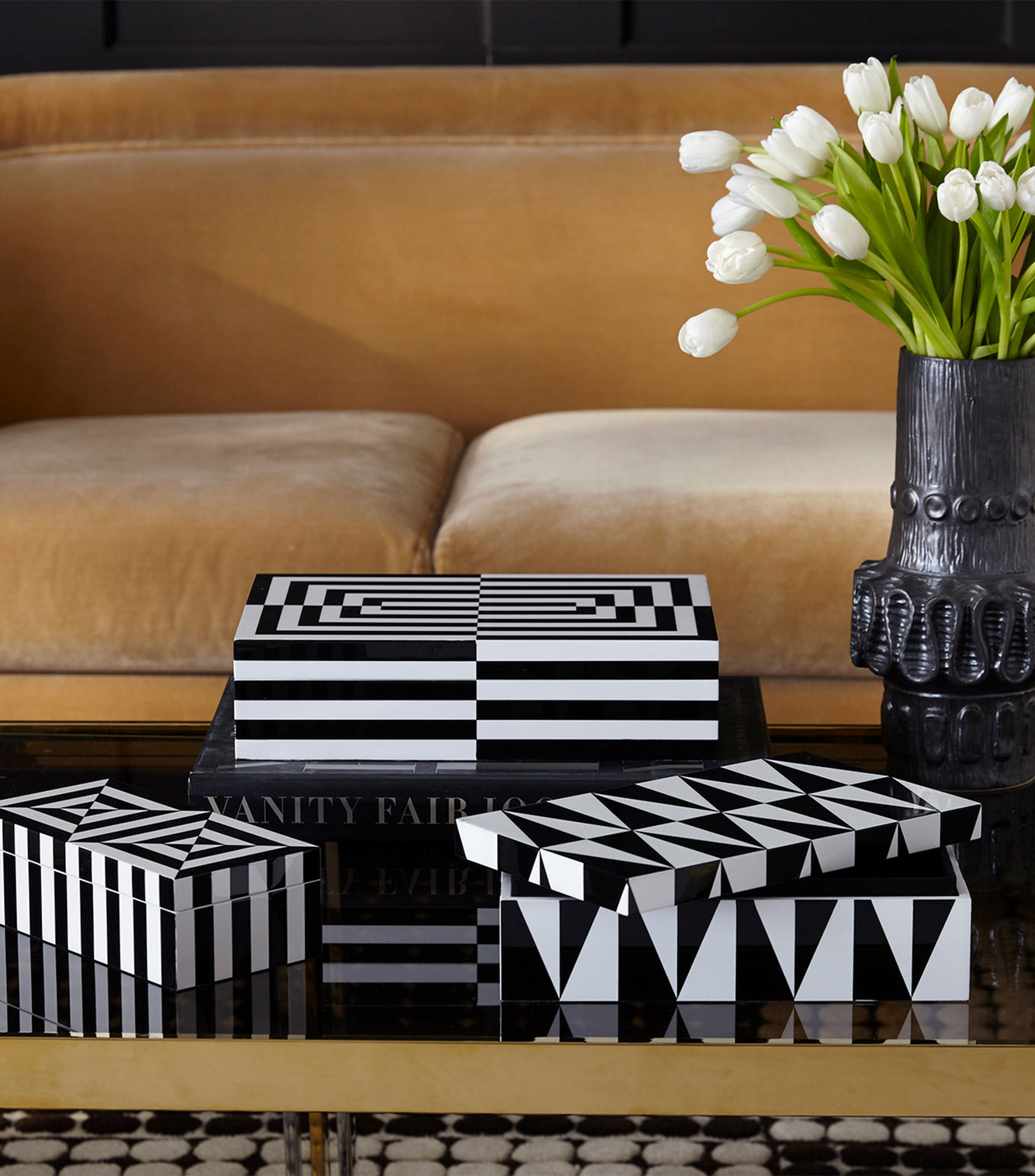 Caja decorativa Op Art en laca