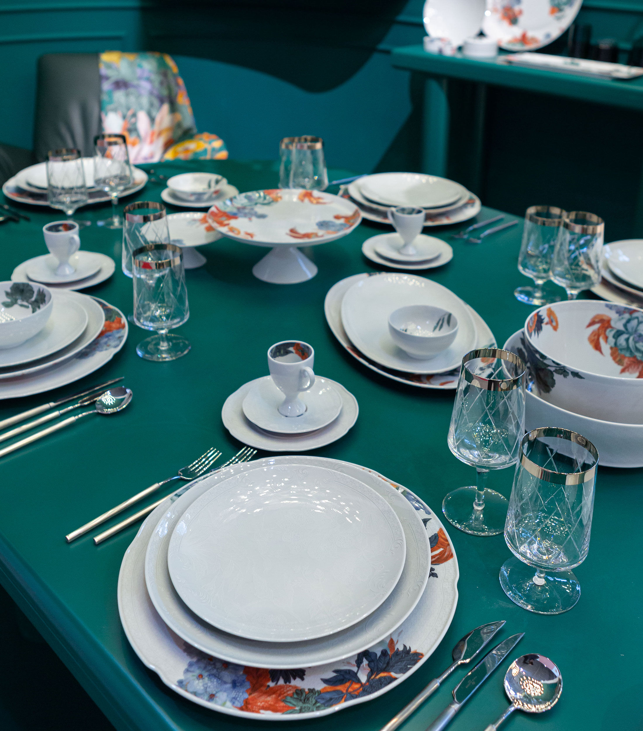 Plato llano Duality con flores