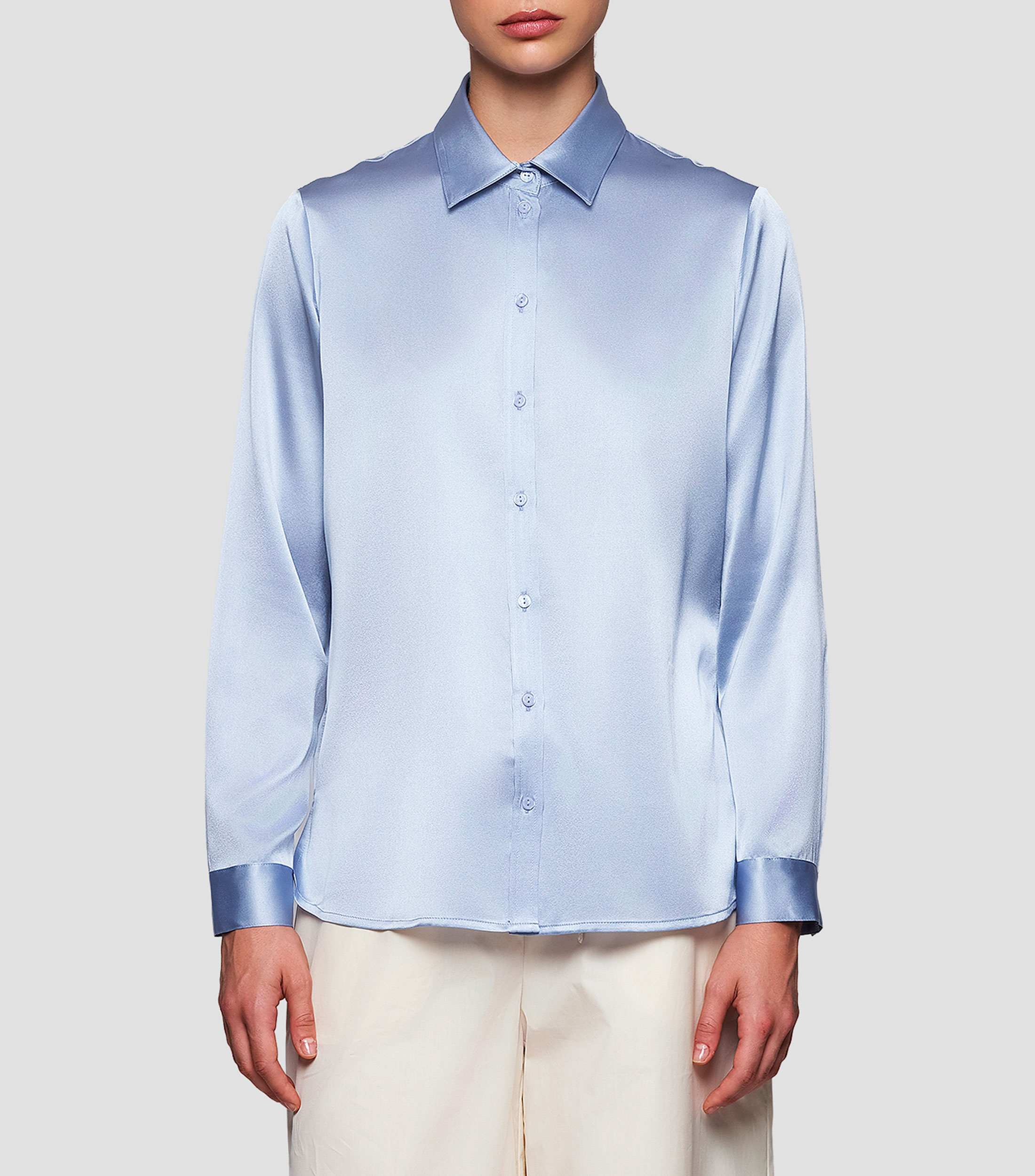 Blusa lisa manga larga Mujer