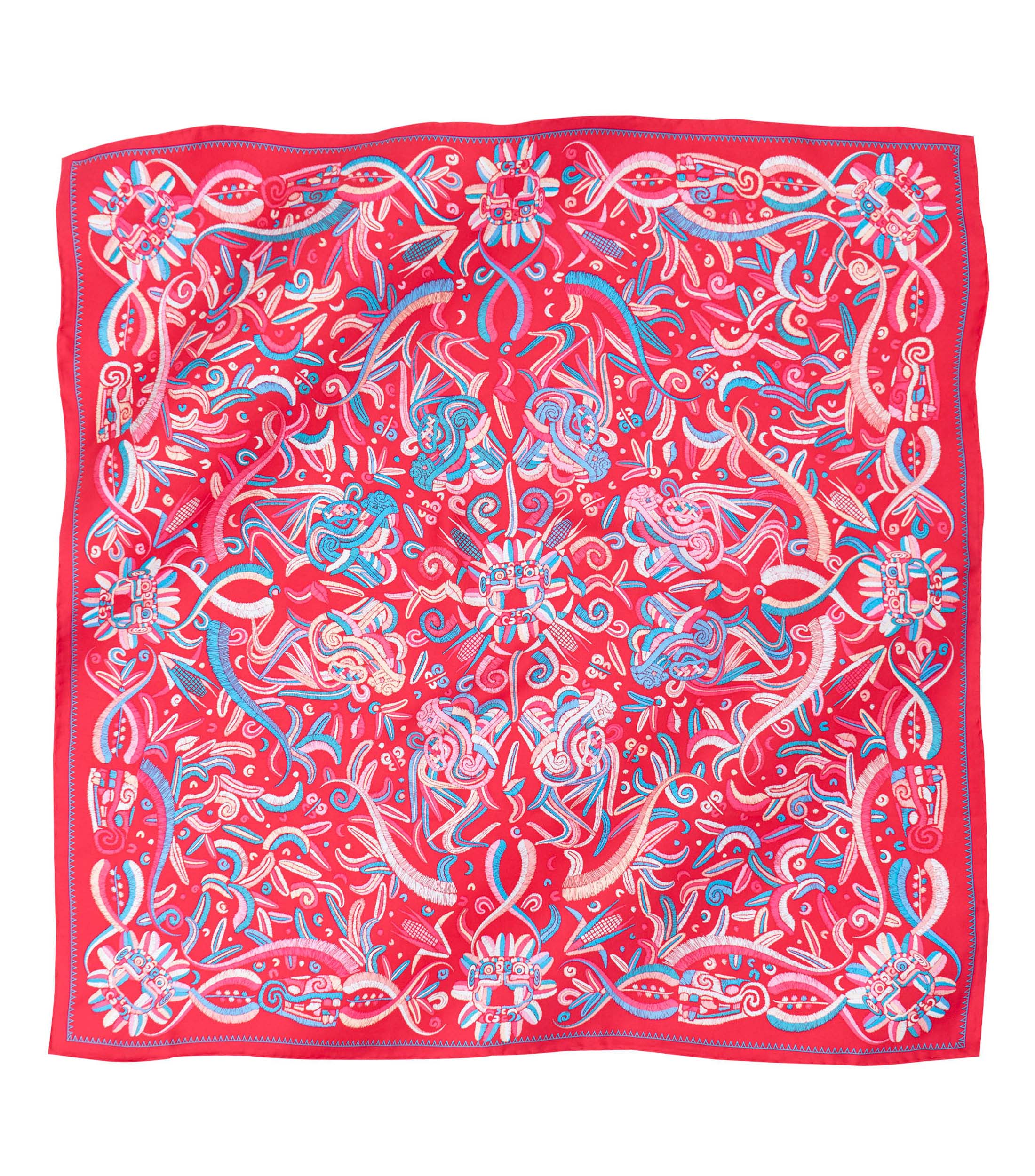 Mascada roja brillante Quetzalcóatl Mujer