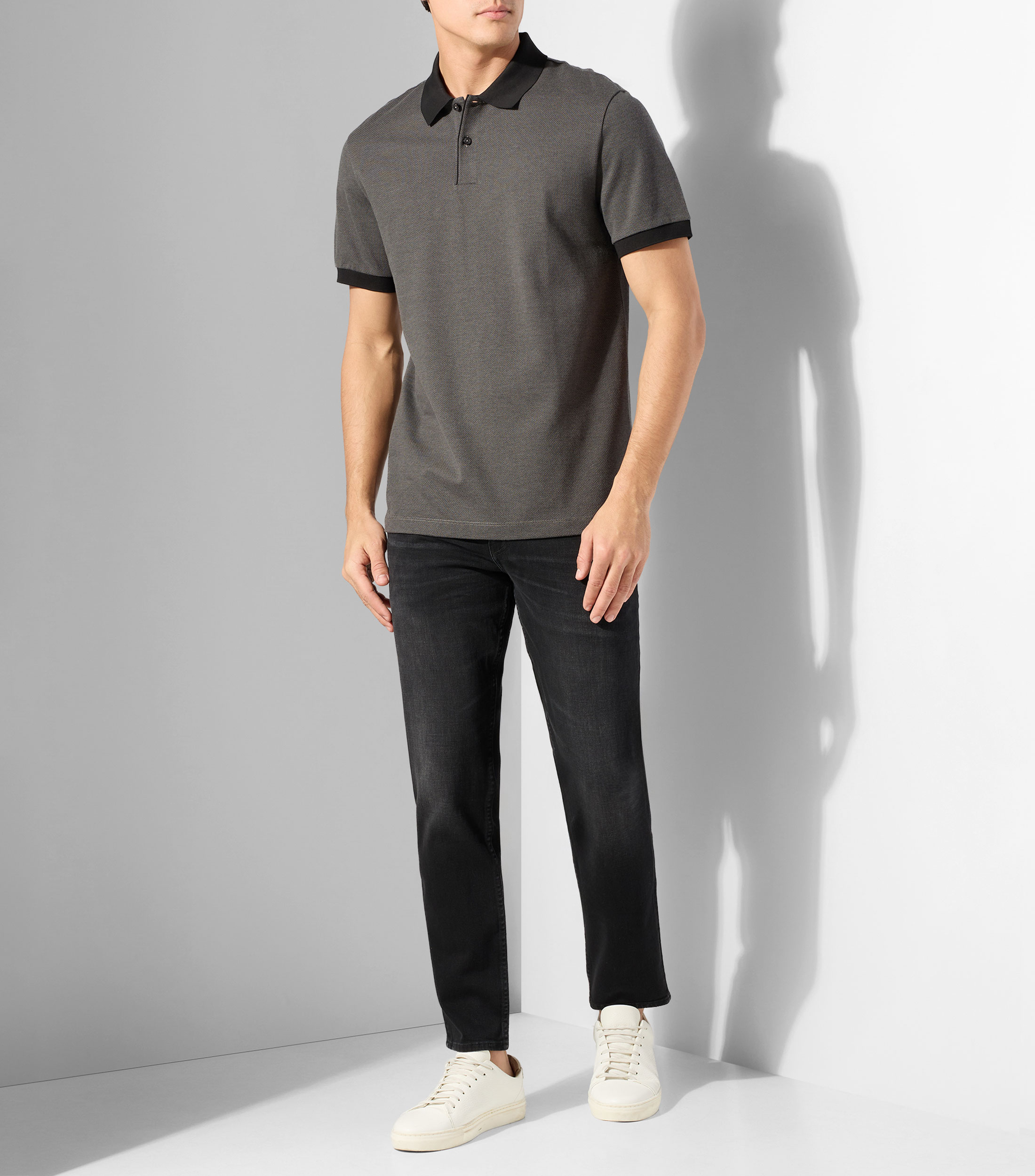 Polo de algodón con estructura de burbujas Hombre