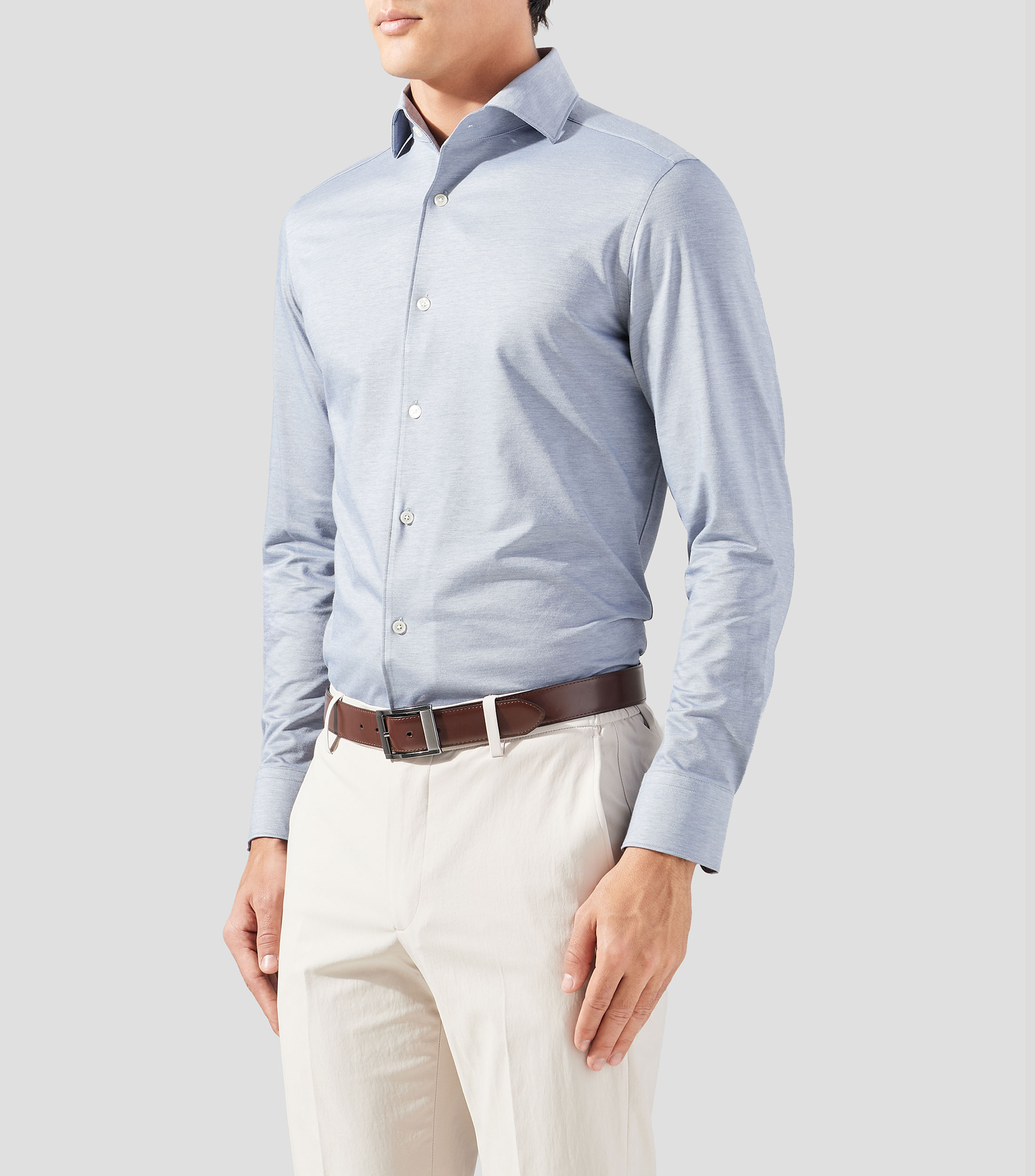 Camisa lisa manga larga Hombre