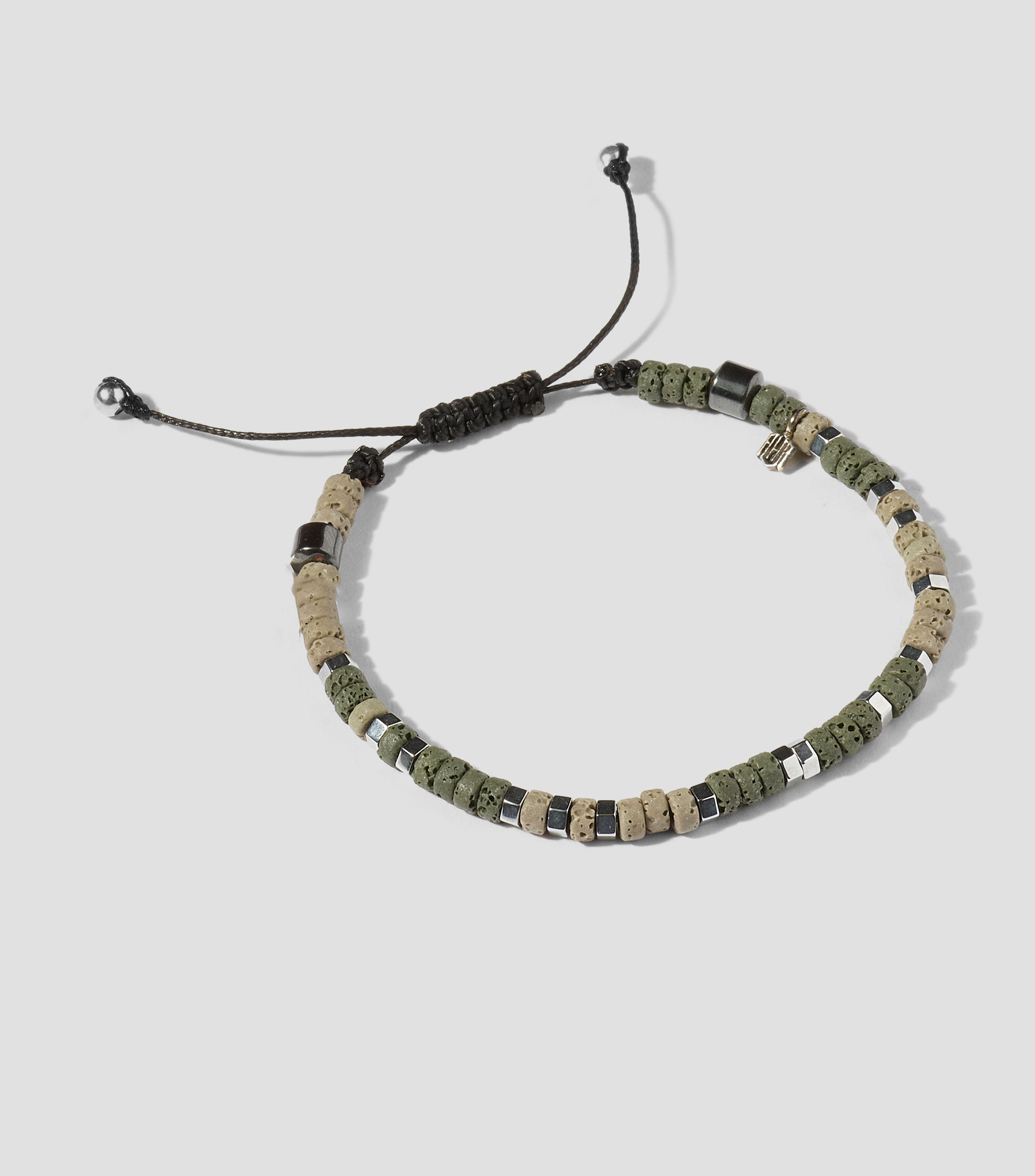 Pulsera con rondanas de piedra volcánica Hombre