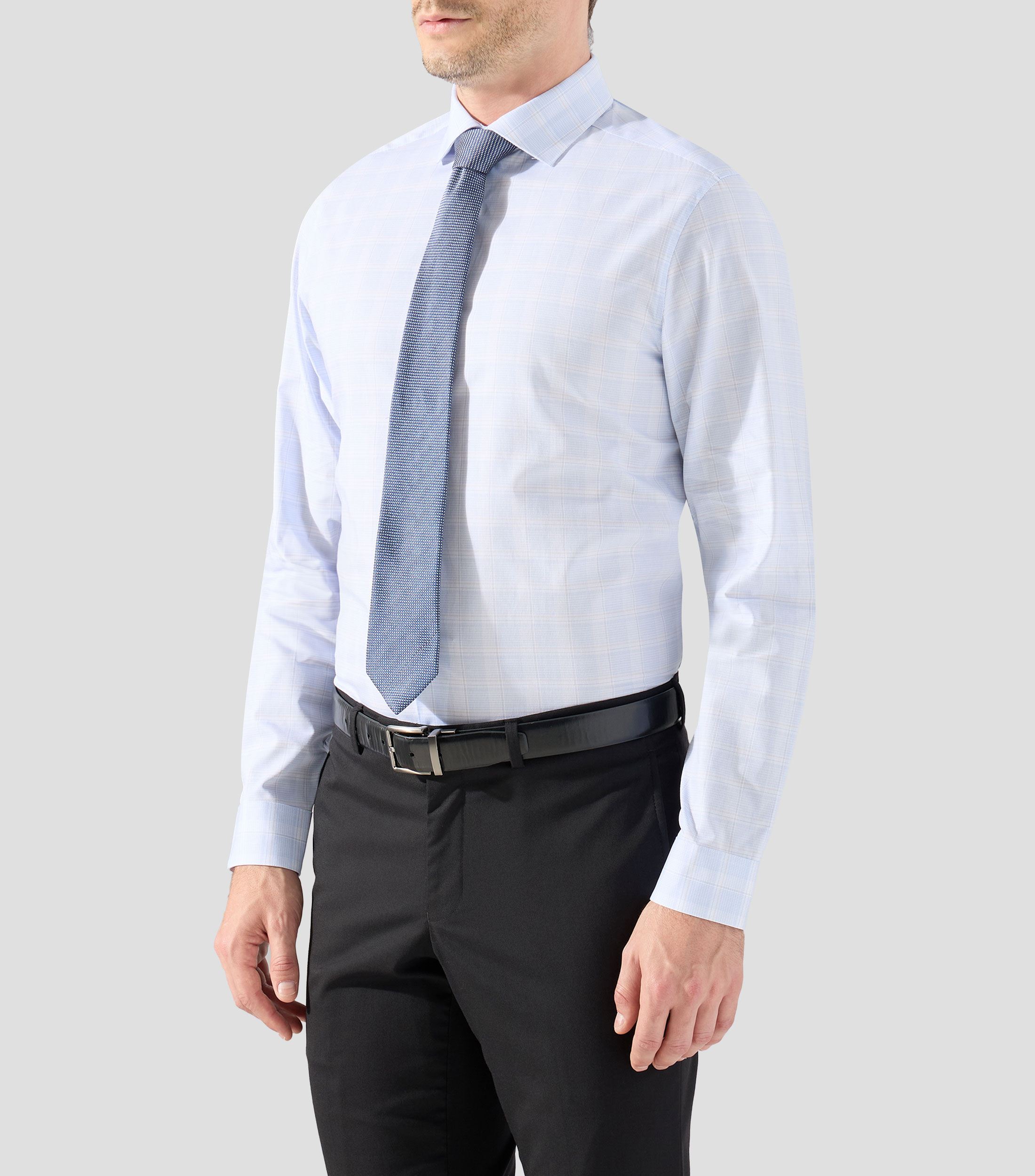 Camisa de vestir con cuadros y manga larga Hombre