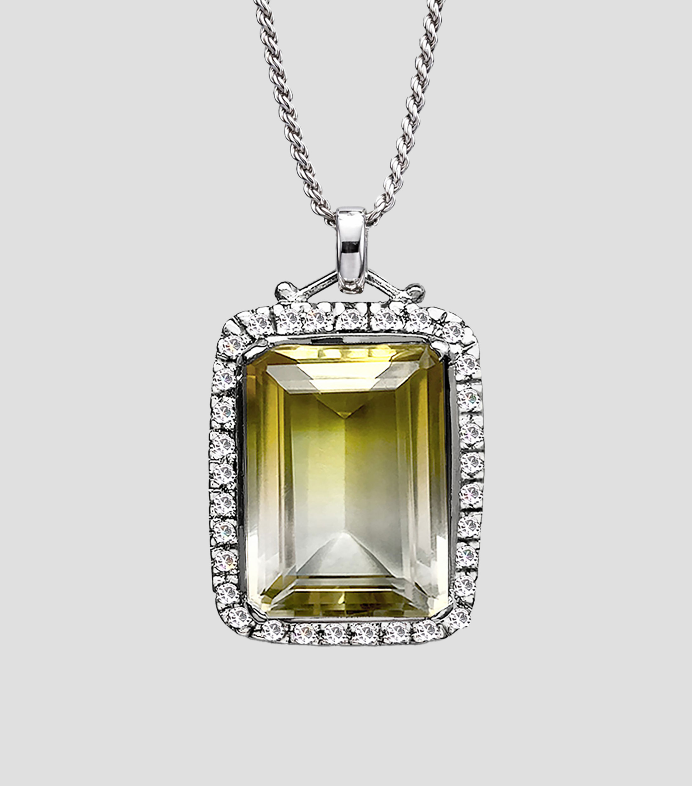Dije rectangular Big Trec en plata con citrino brasileño Unisex