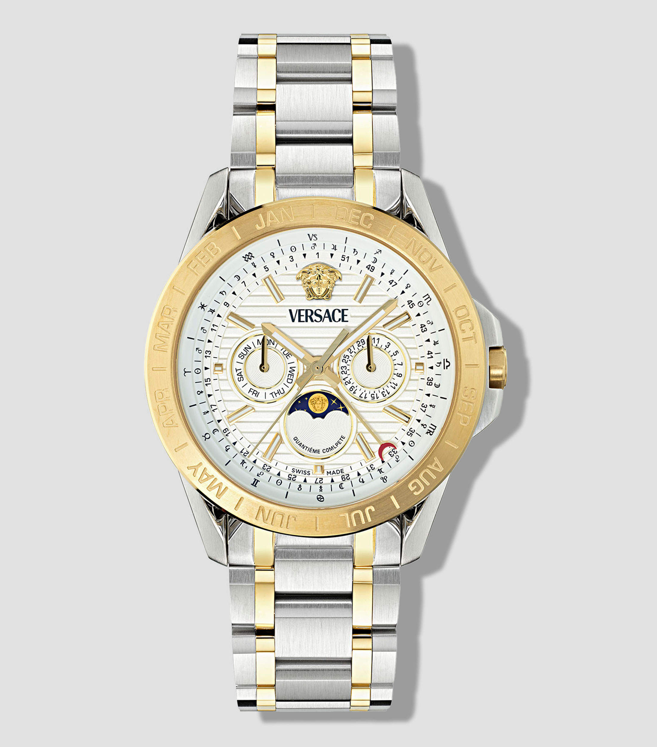 Reloj para Hombre Galaxy Moonphase Casual, Dorado, Plateado