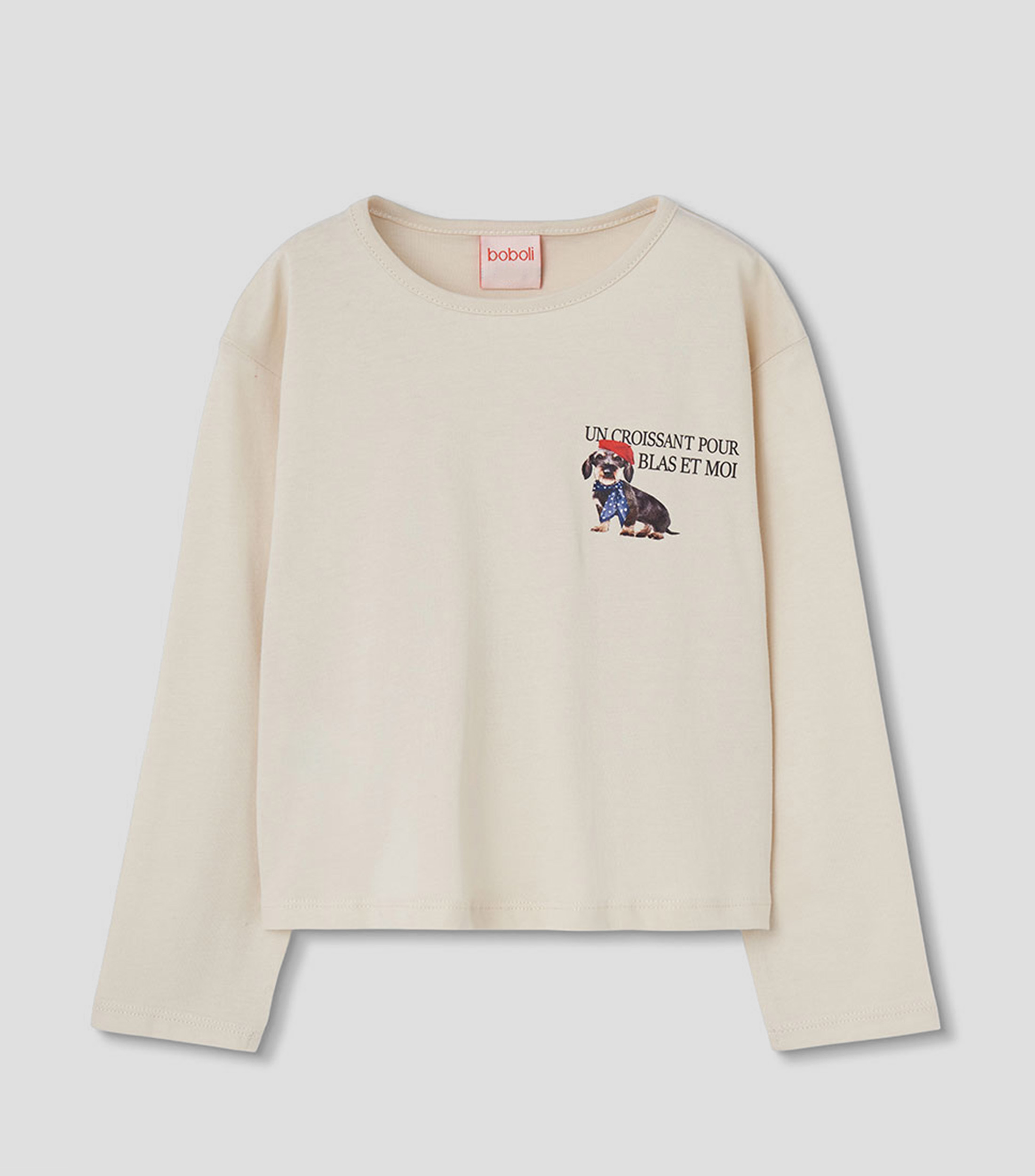 Playera de cuello redondo con manga larga estampada Niña