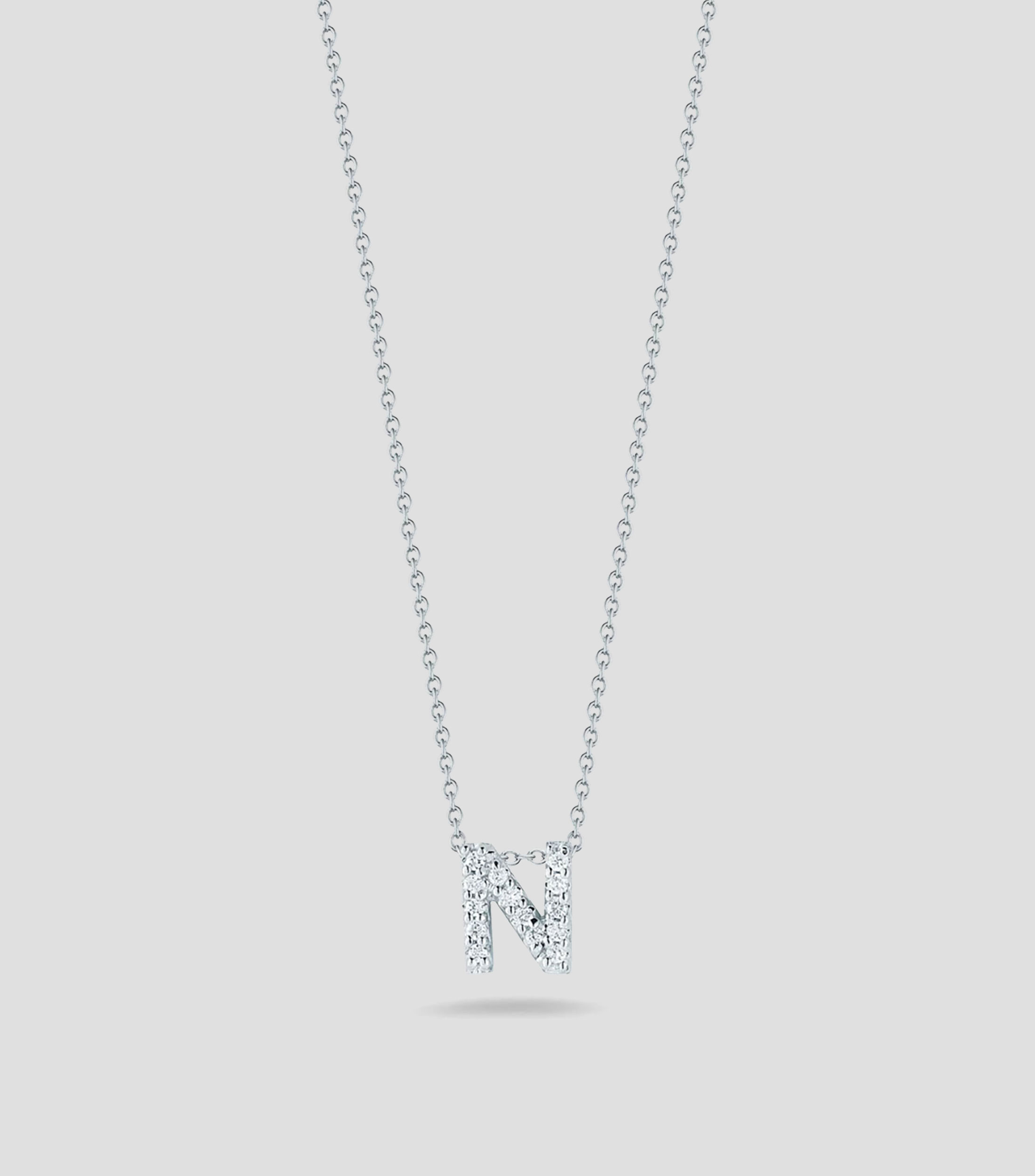 Collar letra "N" en oro blanco de 18 Kilates con diamantes Love Letter Mujer