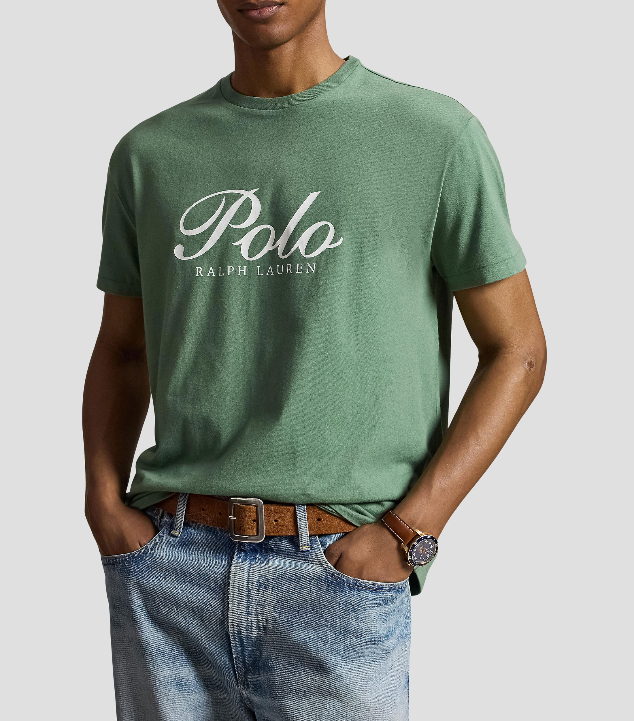Playera cuello redondo manga corta estampada Hombre