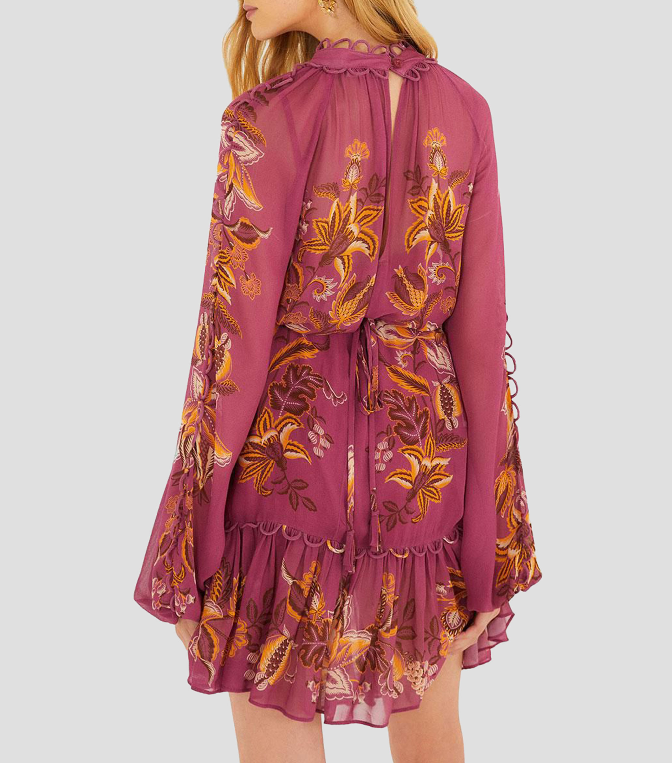 Vestido mini con manga larga estampado Mujer