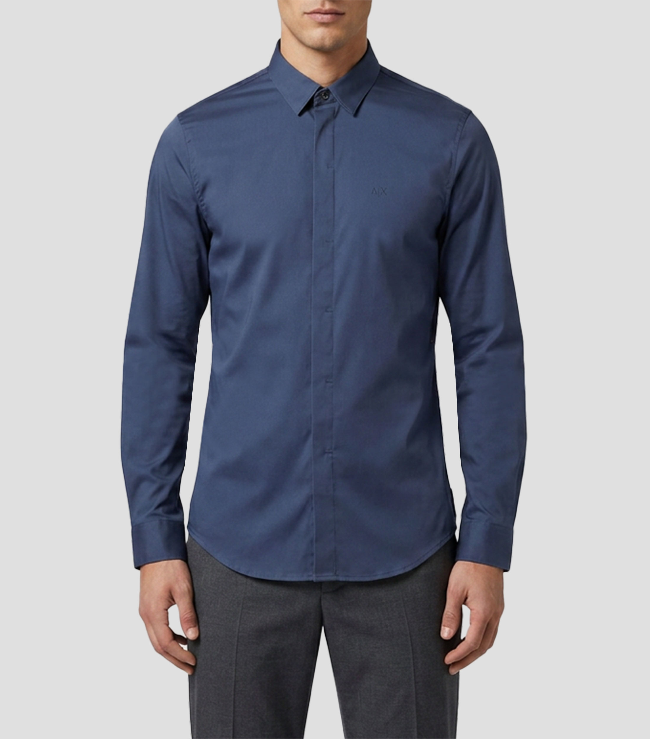 Camisa lisa manga larga Hombre