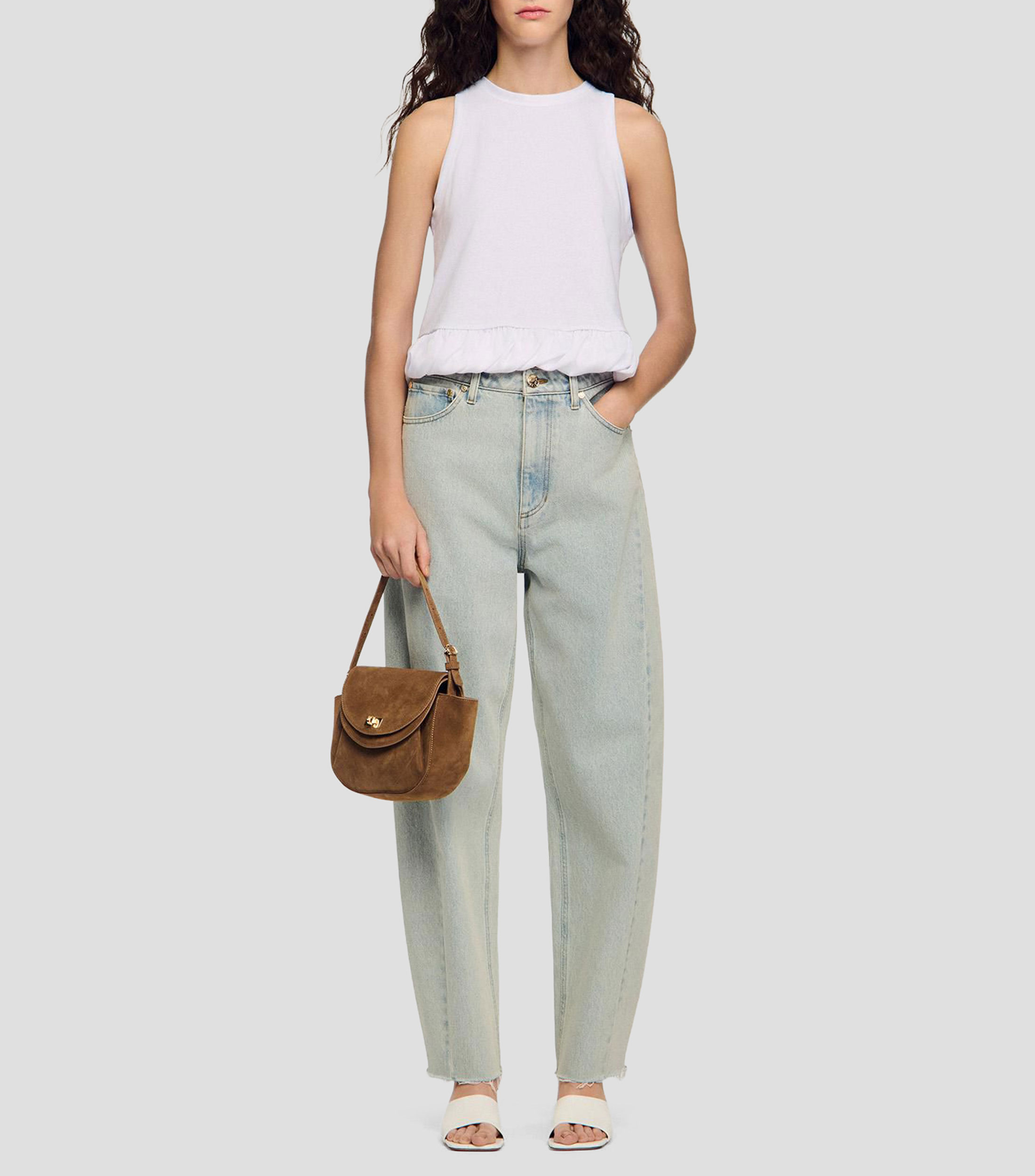 Blusa lisa sin mangas Mujer