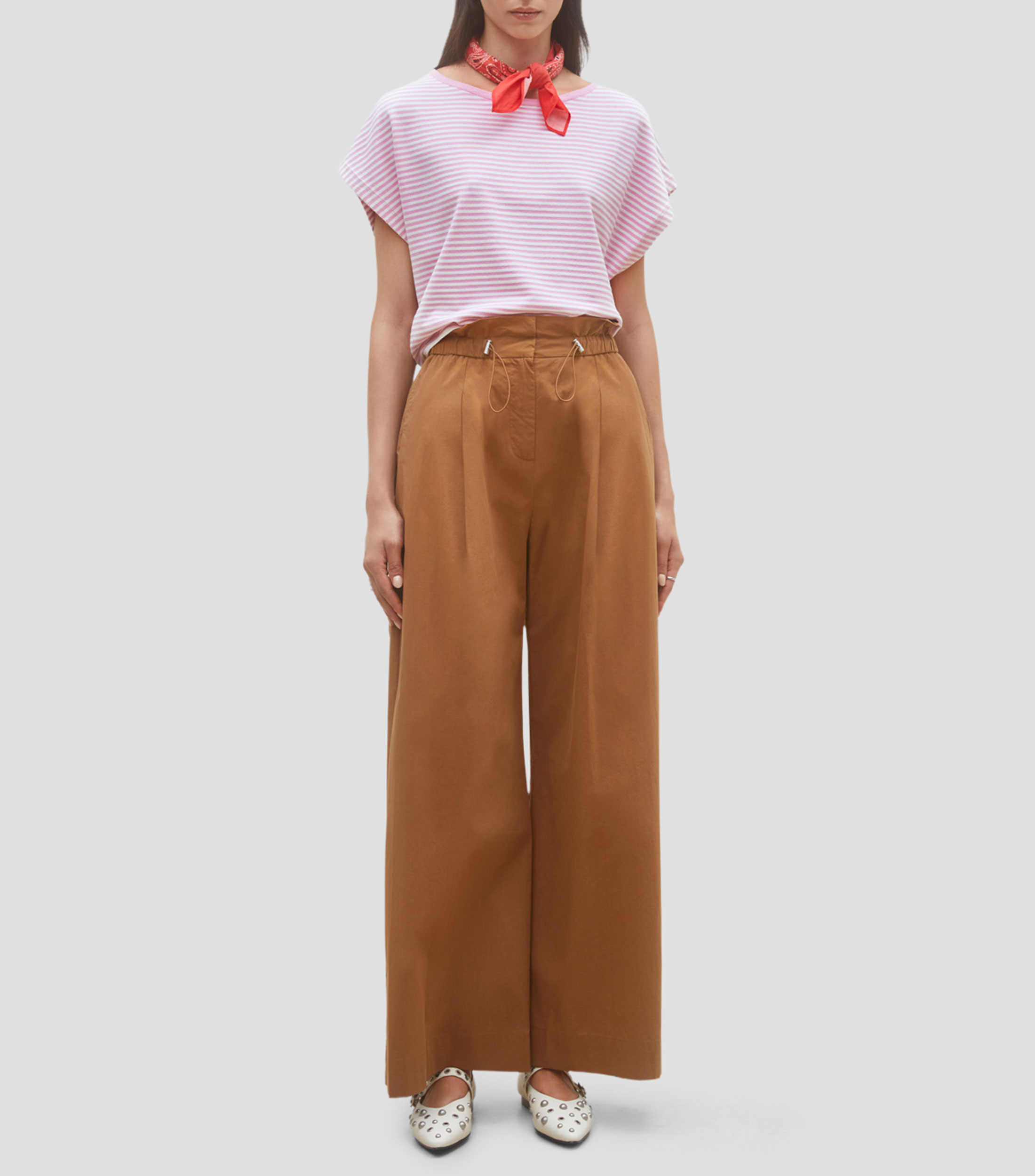 Blusa de rayas con manga corta Mujer