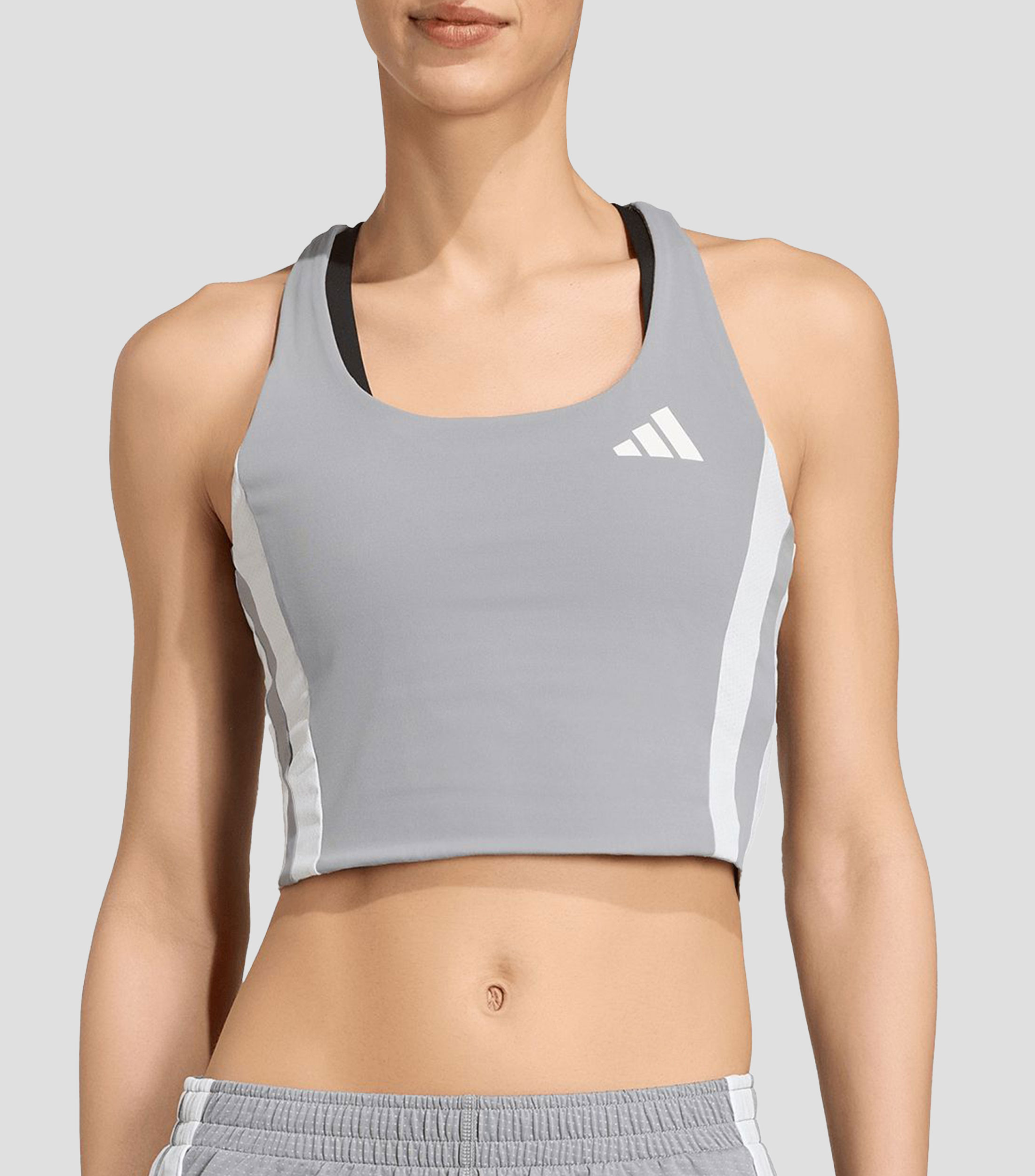 Crop Top para correr cuello redondo sin mangas liso Mujer