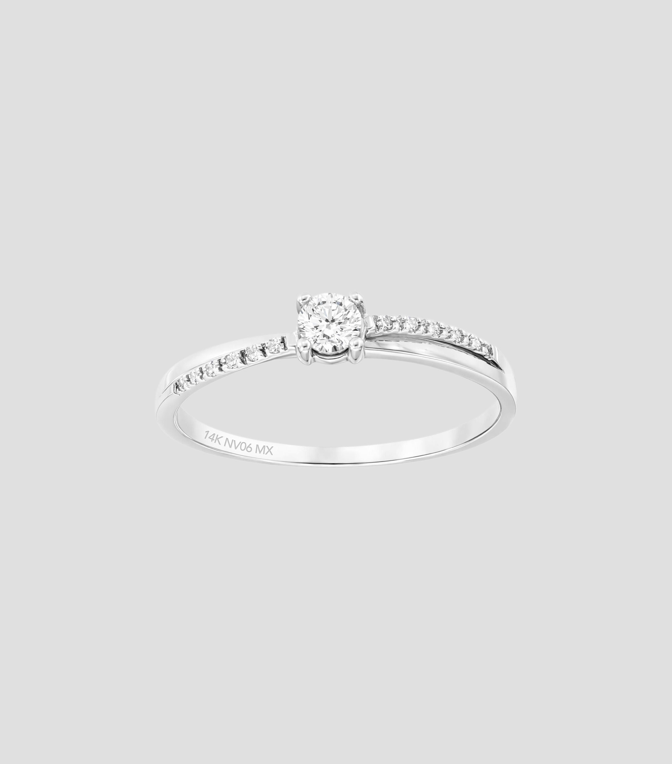 Anillo en Oro blanco de 14 Kilates con diamantes Mujer