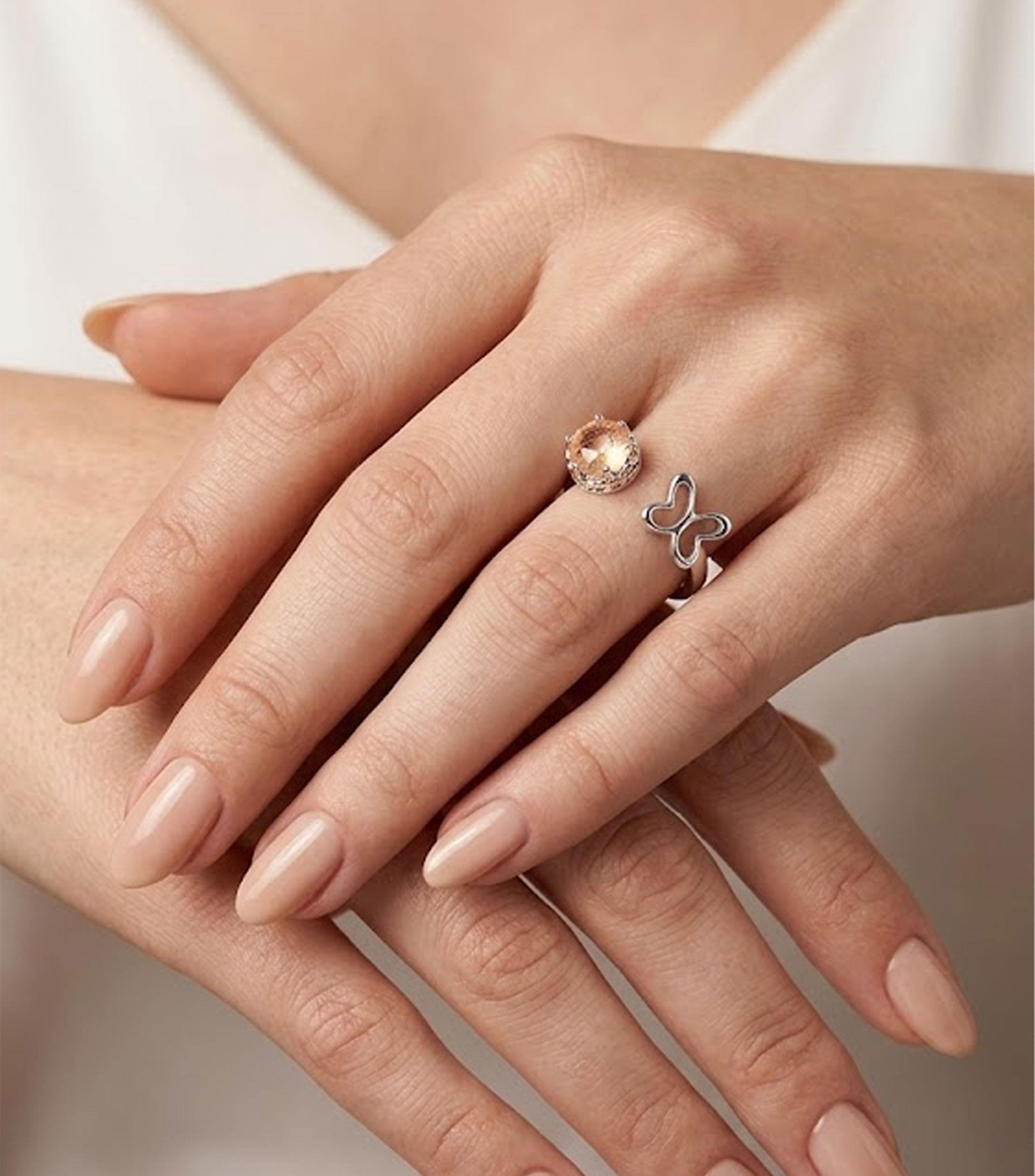 Anillo abierto en plata .925 Mariposa Mujer Talla 8