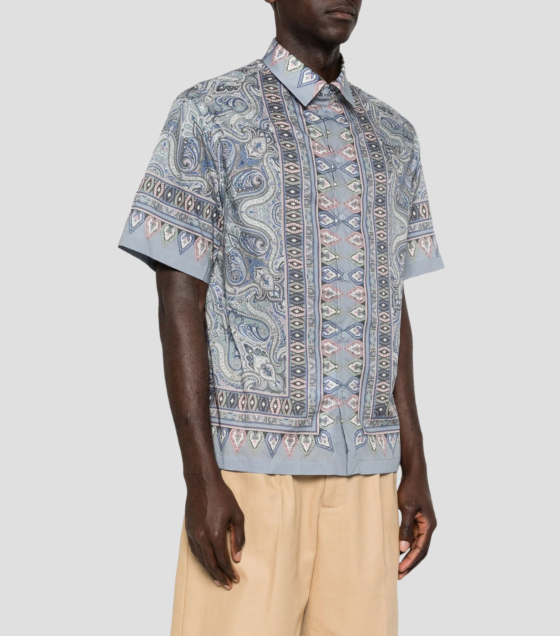 Camisa estampada con manga corta Hombre