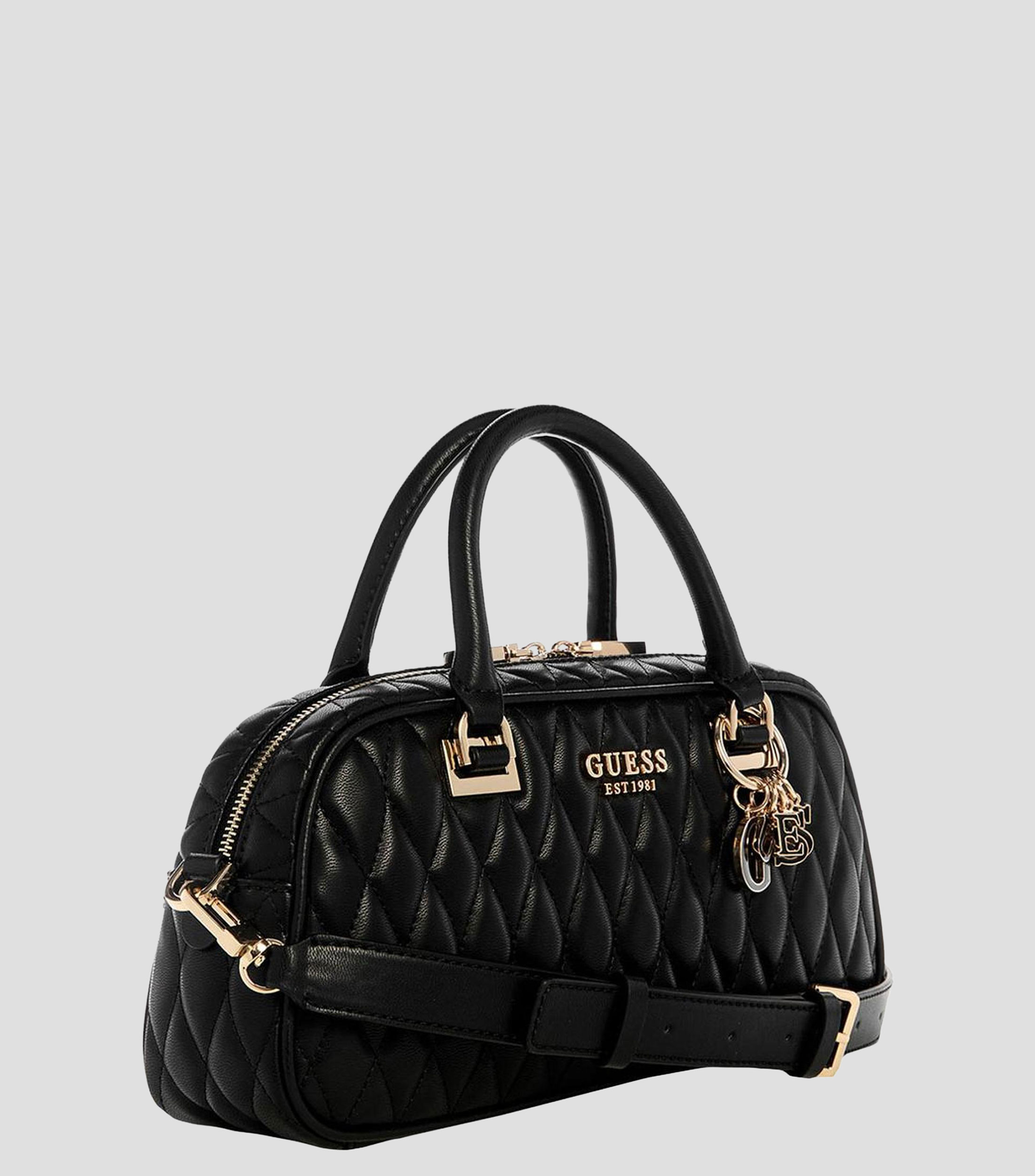 Bolsa satchel negra Valla capitonada Mujer