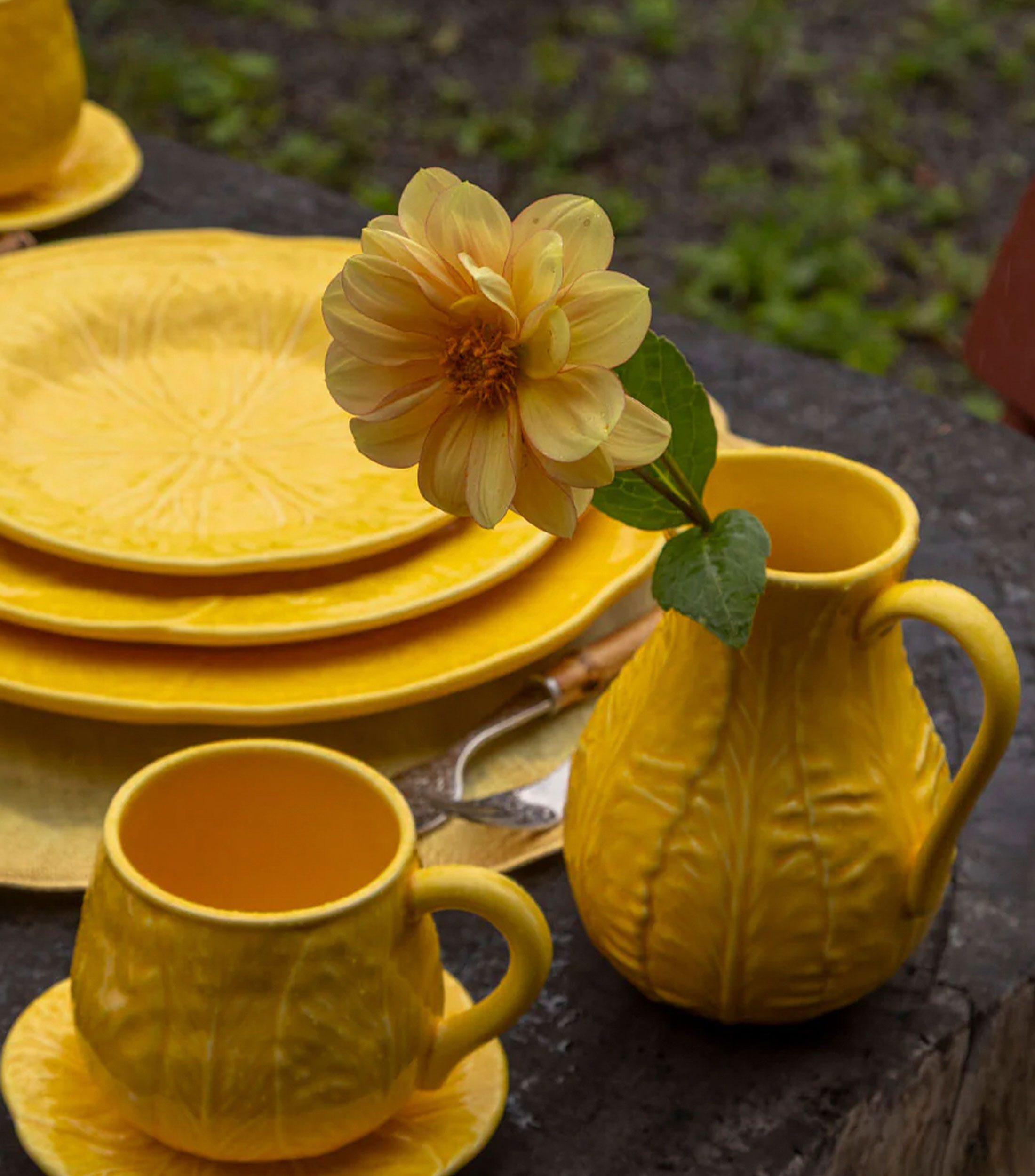 Set de 4 platos para pan amarillo