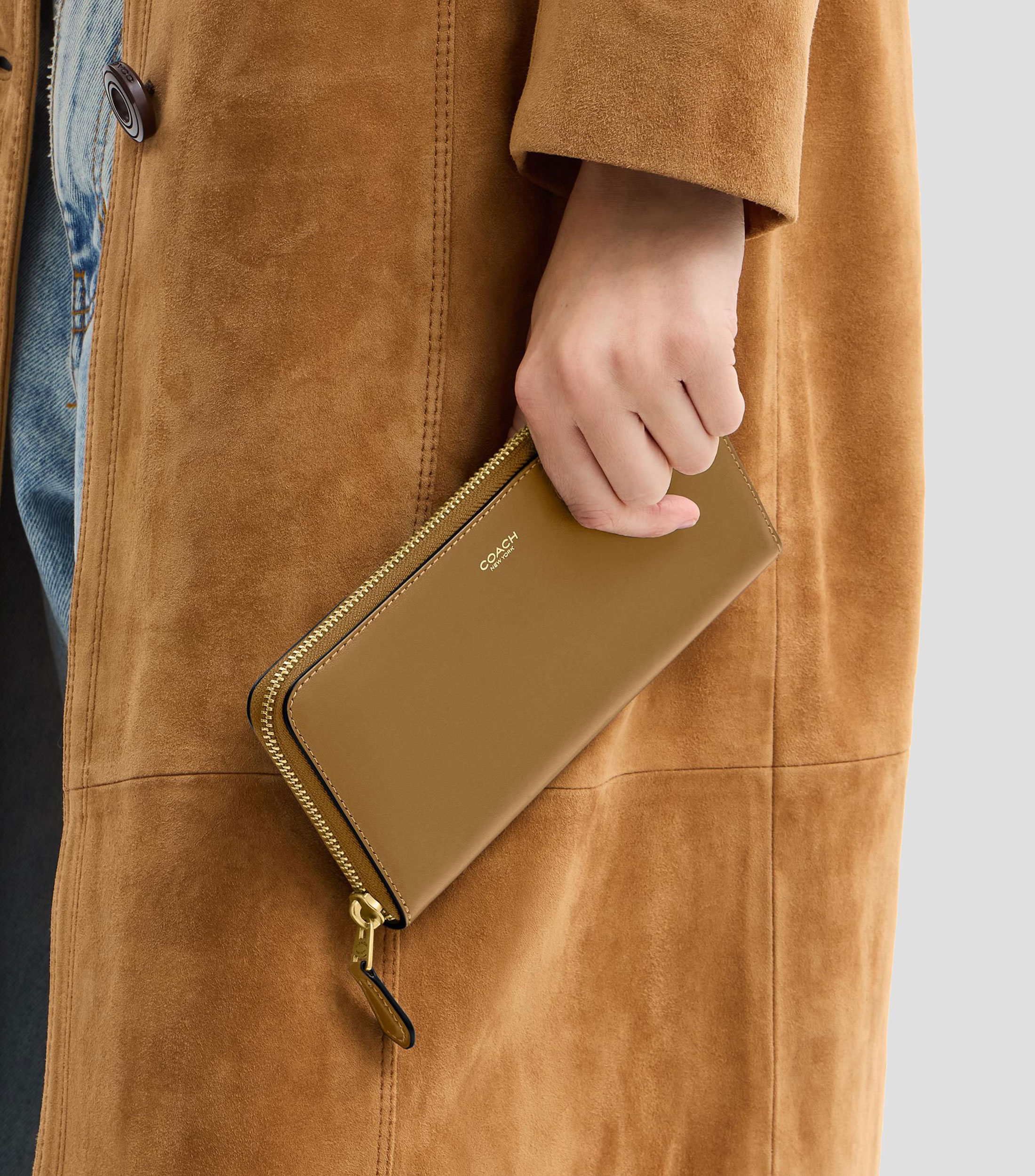 Cartera verde olivo en piel lisa Mujer