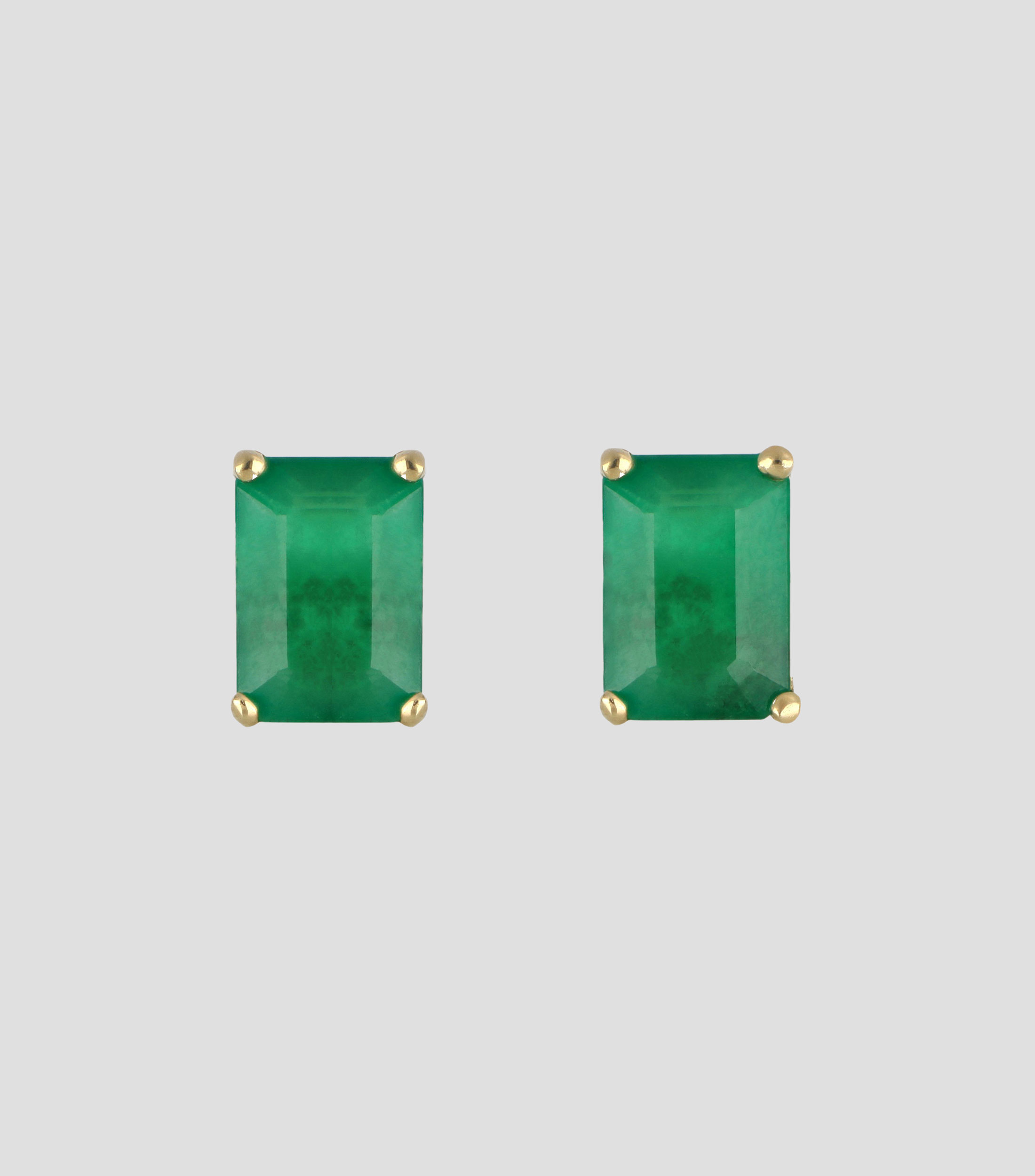 Broqueles en oro de 18 kilates en forma rectangular con esmeralda Mujer