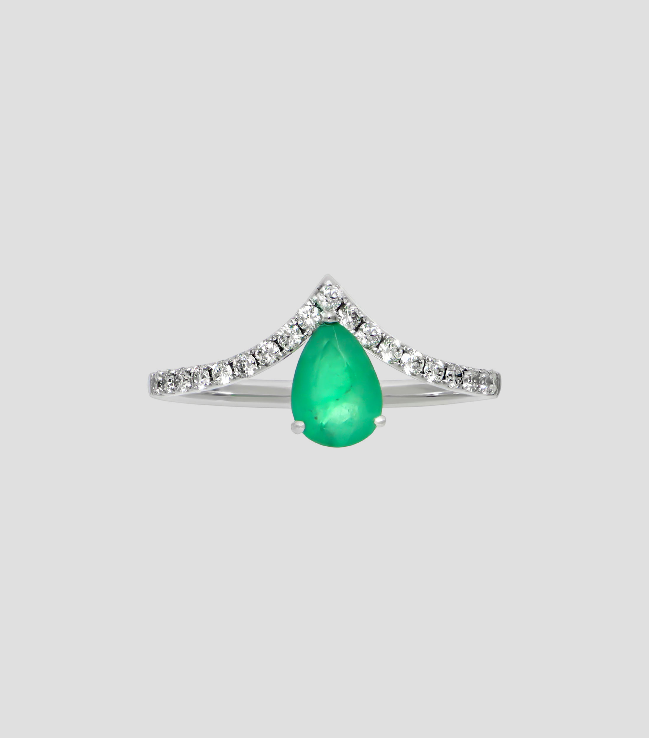 Anillo en oro con esmeralda y diamante Mujer