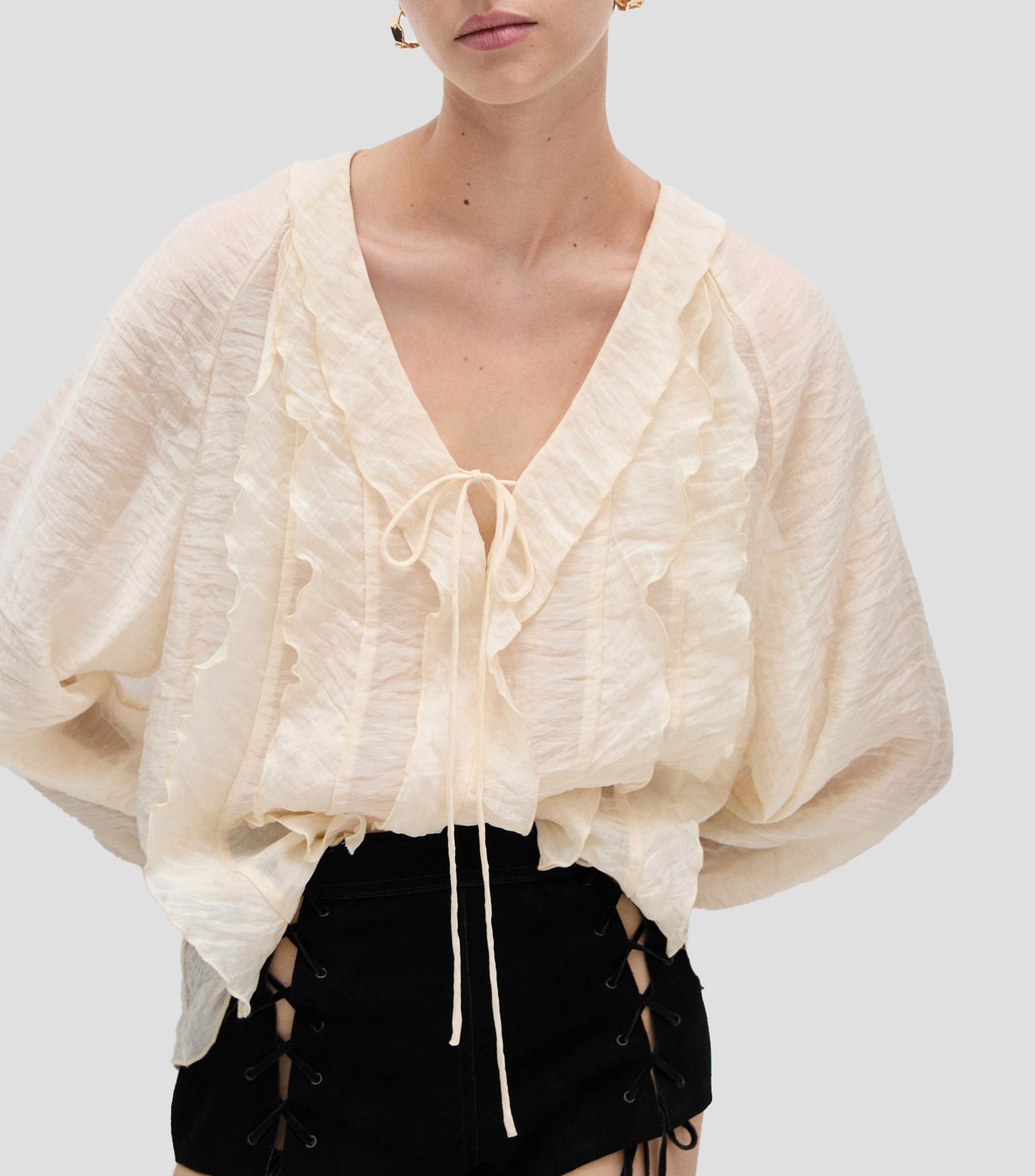 Mango: Blusa con Olanes Manga Larga Mujer | El Palacio de Hierro