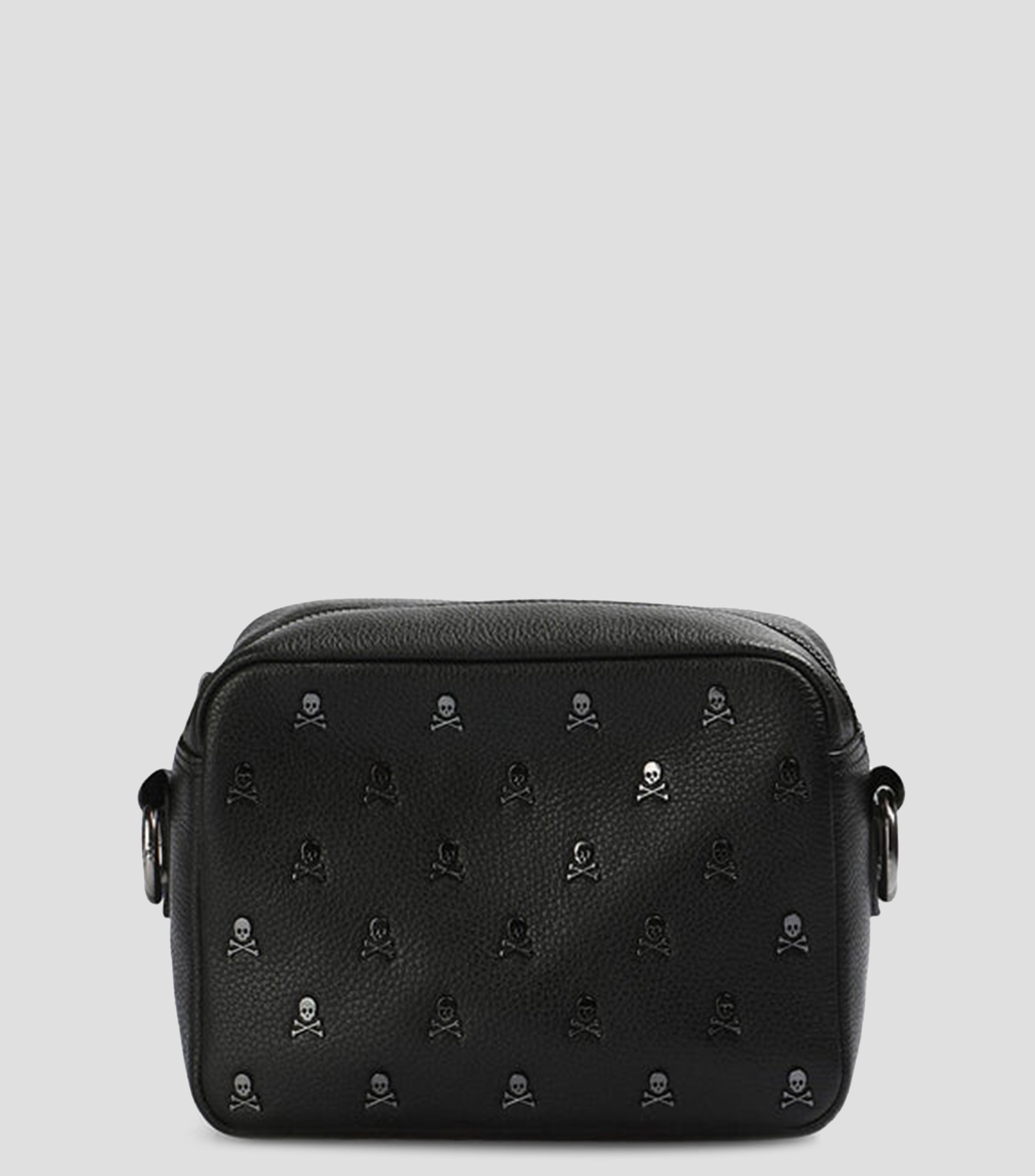 Bolso crossbody plata en piel lisa Hombre