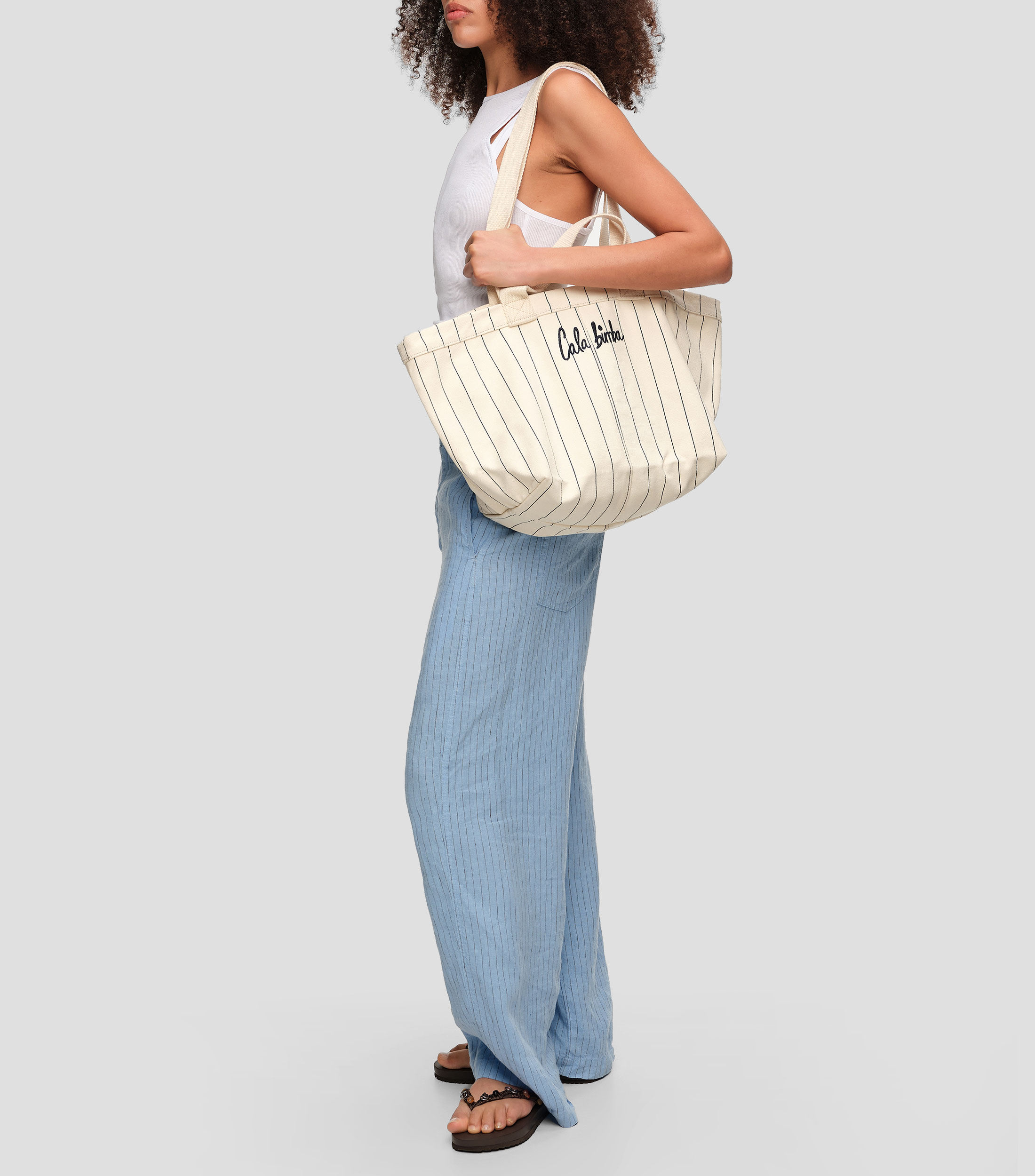 Bolso tote a rayas Mujer