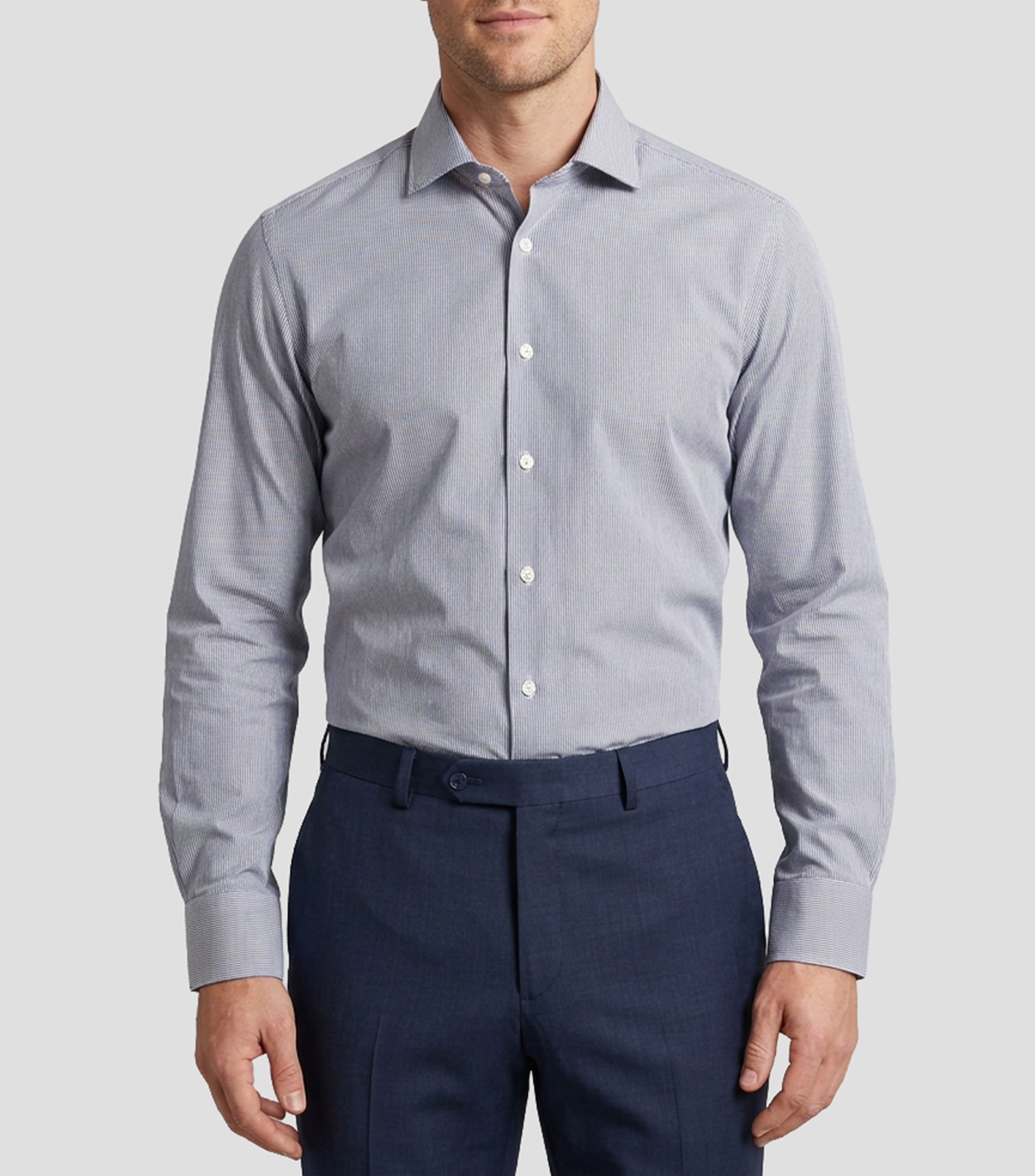 Camisa a rayas manga larga Hombre