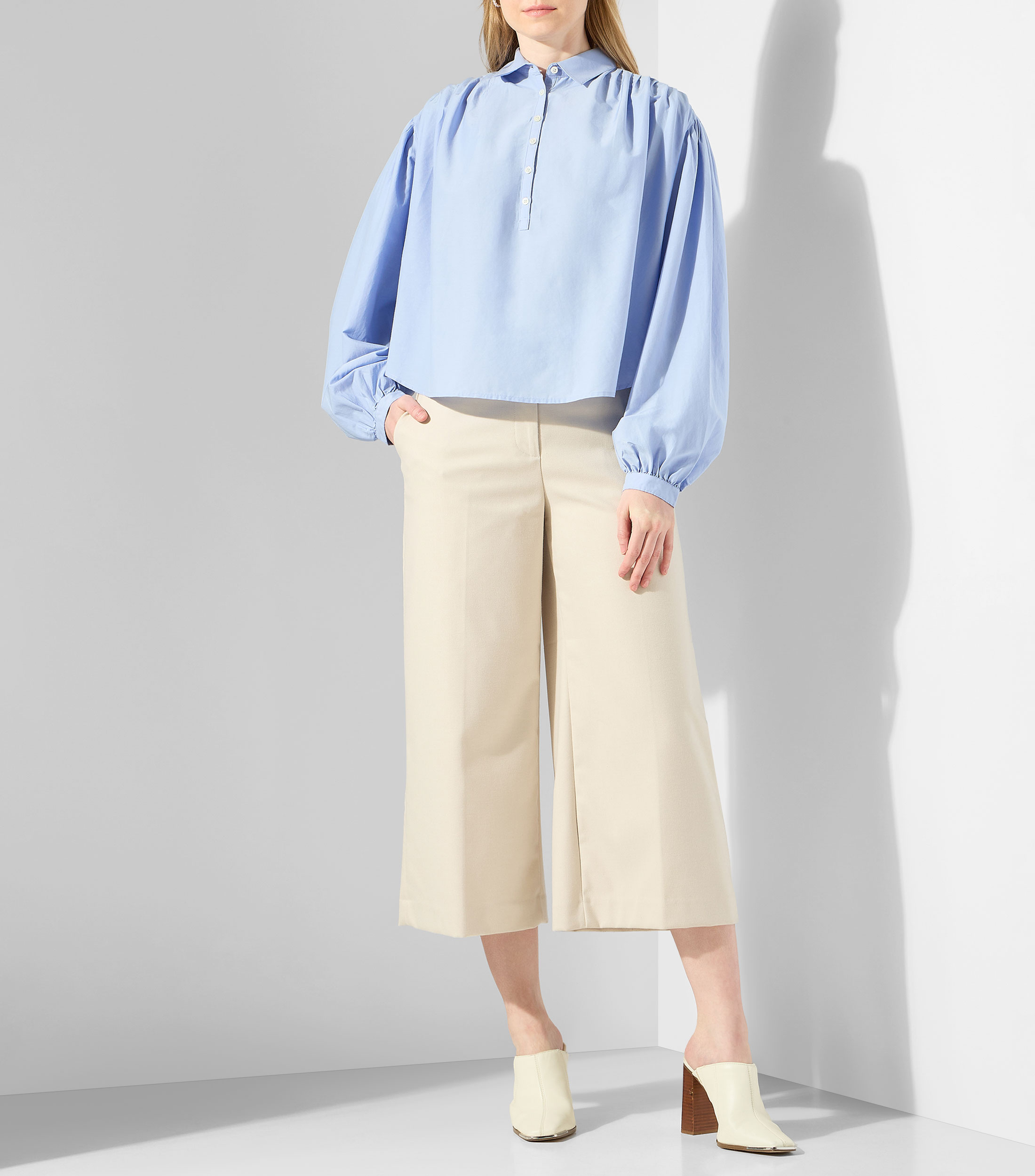 Blusa lisa con manga larga Mujer