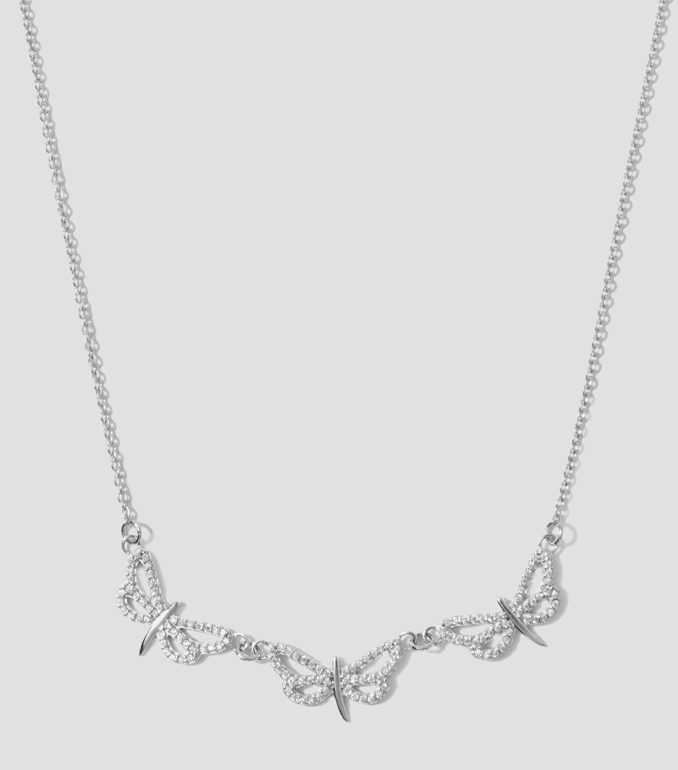 Collar en plata .925 con Libélulas y circonias Mujer