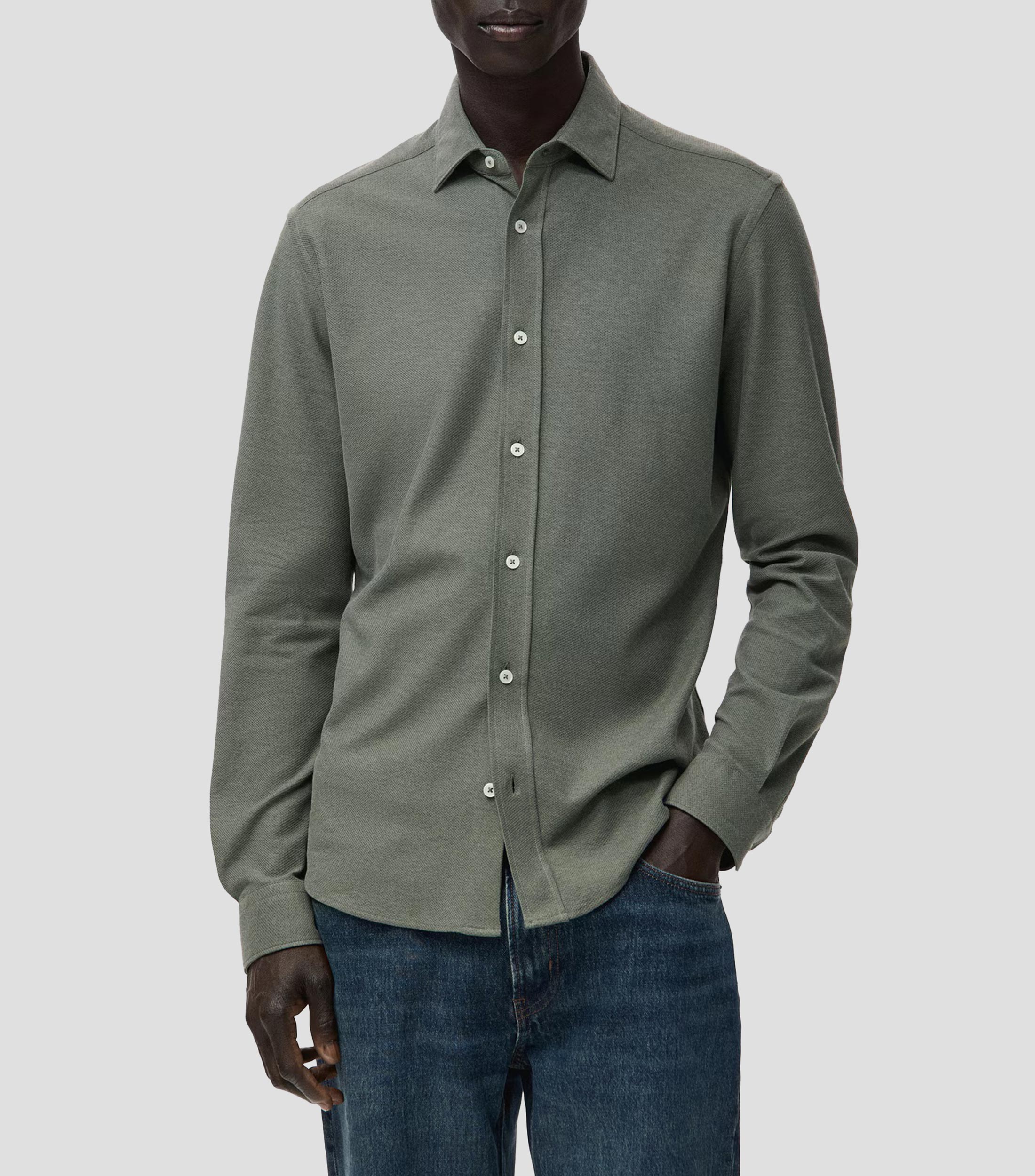 Camisa microdiseño maga larga Hombre