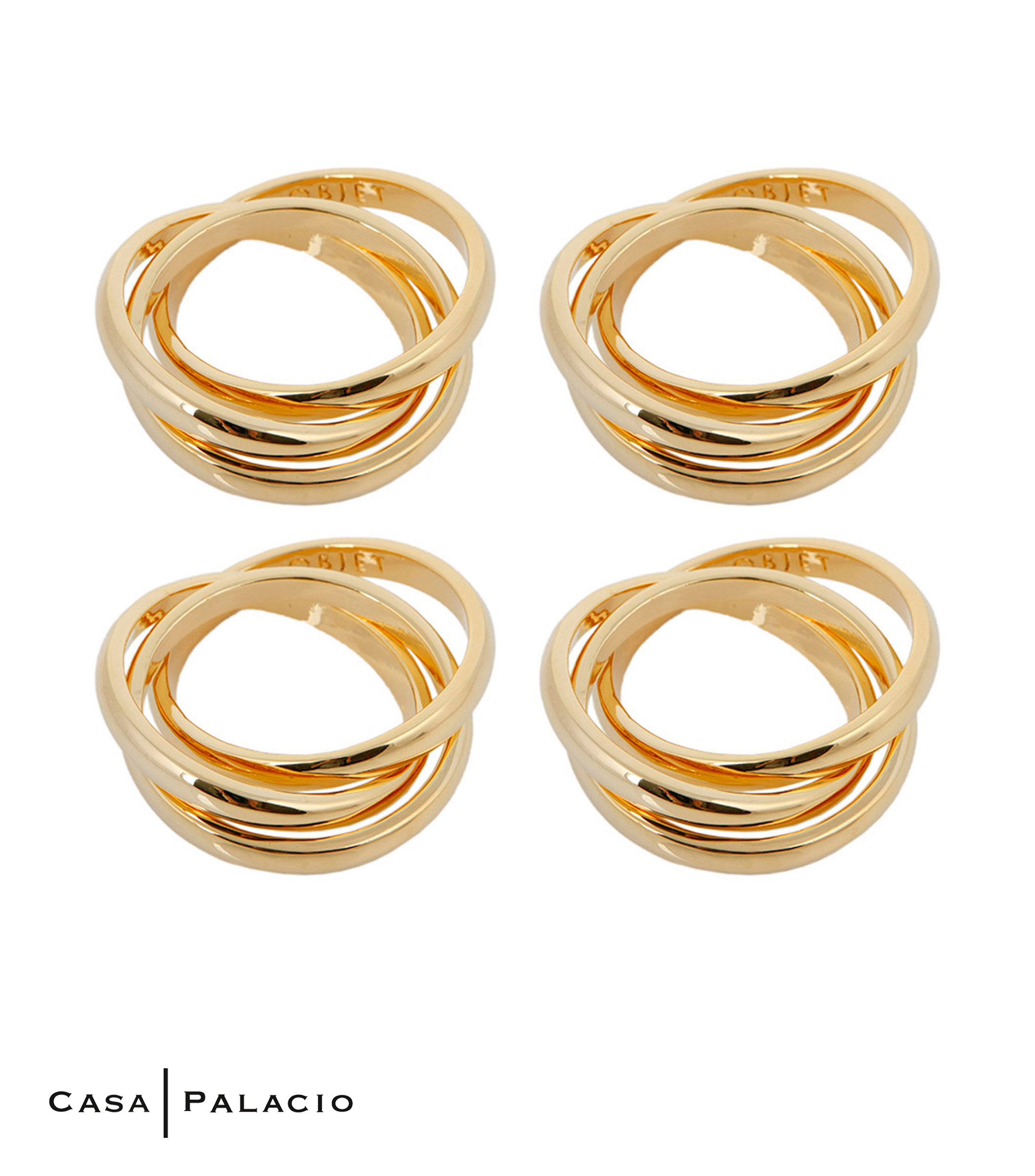 Set 4 Anillos para servilleta Gold en chapa de oro de 24 Kilates