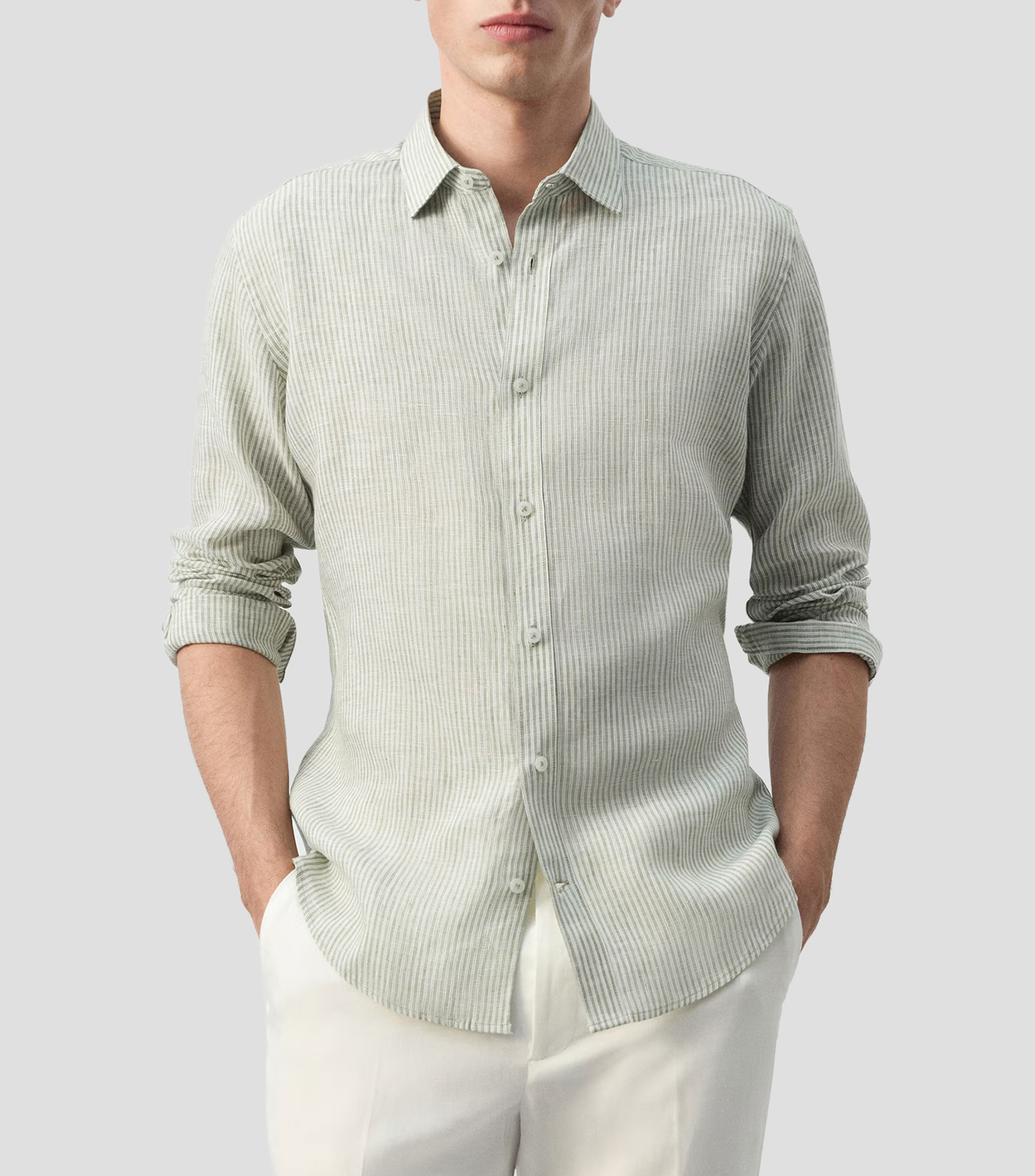 Camisa rayas manga larga Hombre