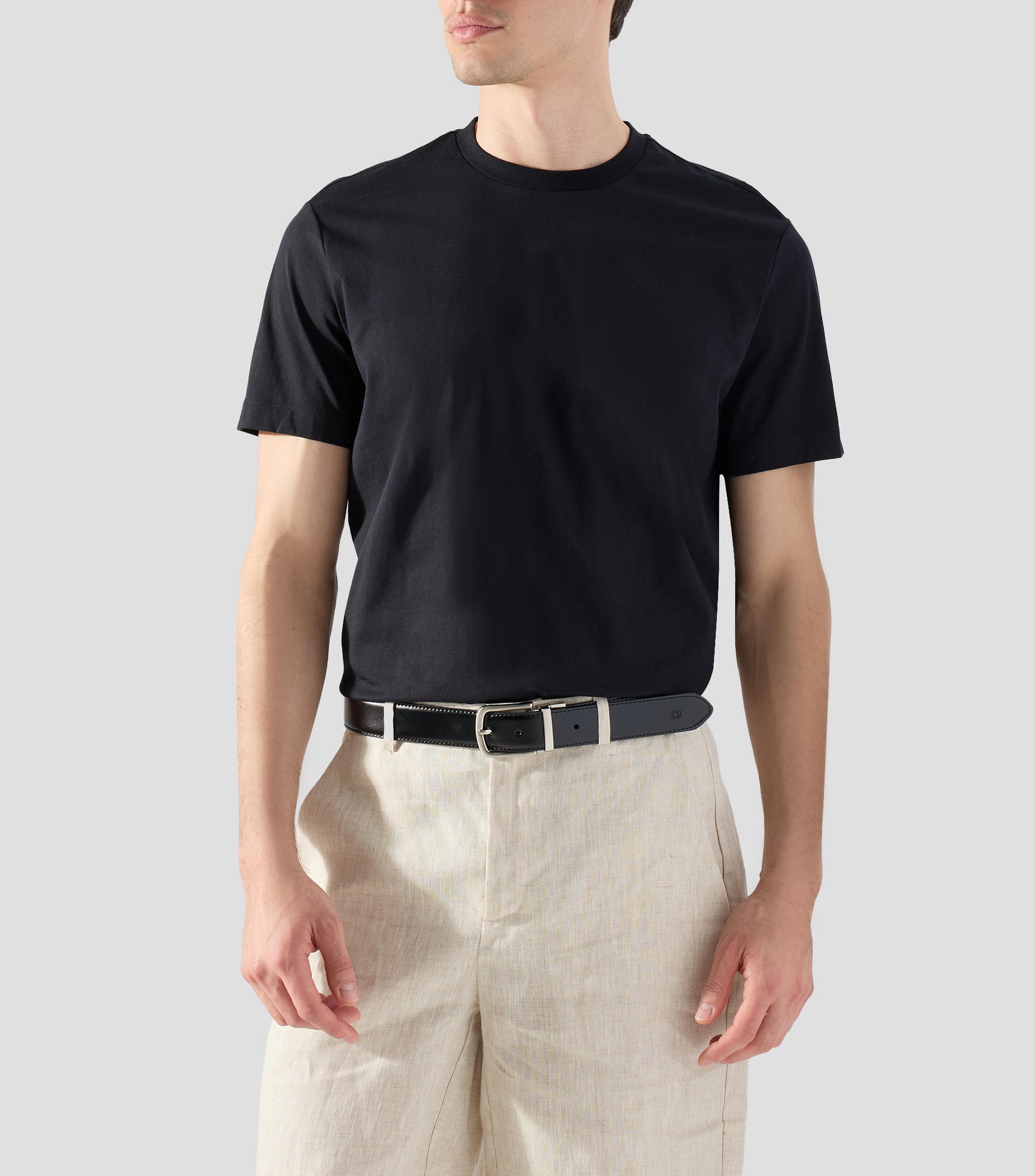 Playera de cuello redondo con manga corta lisa Hombre