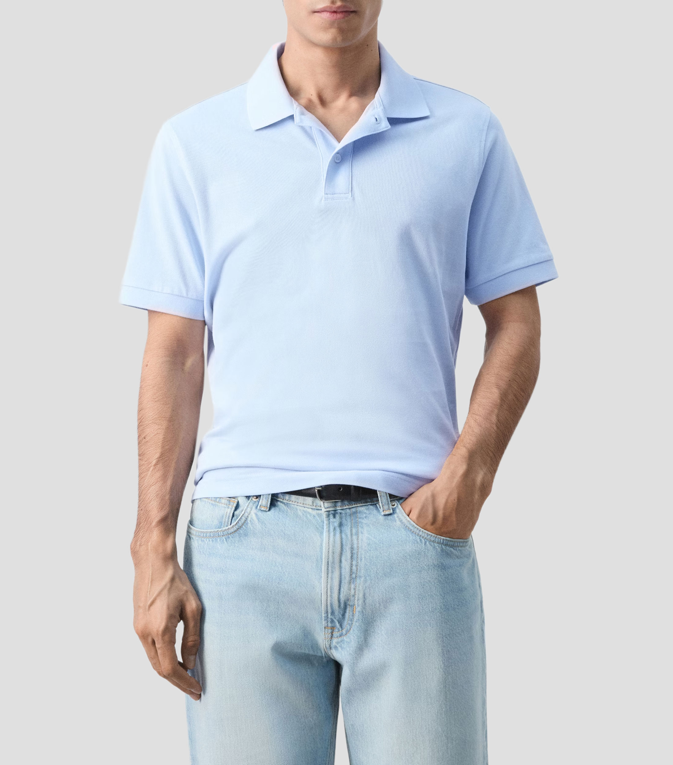 Playera tipo polo de manga corta lisa Hombre