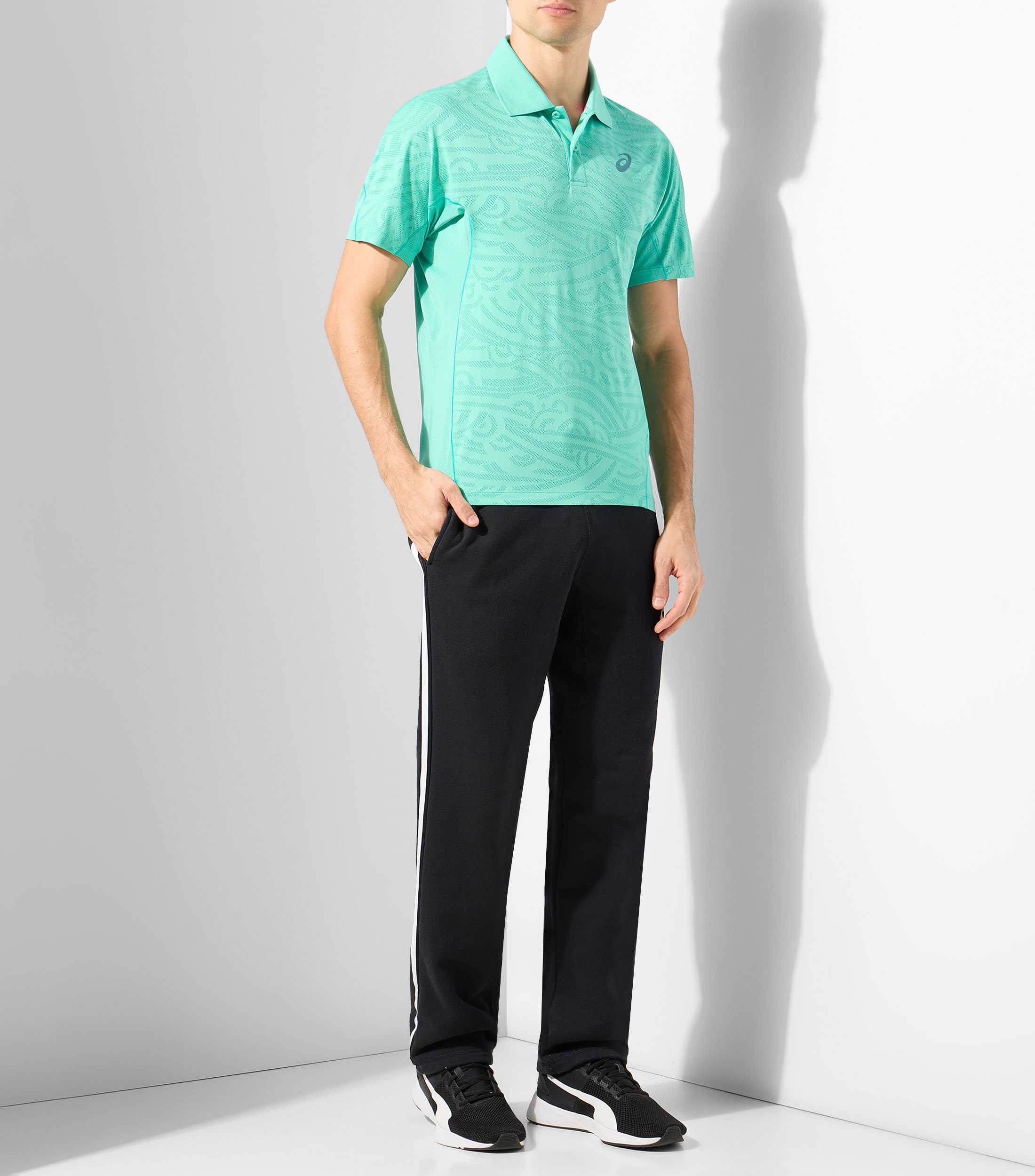 Playera polo para tennis manga corta sólida Hombre