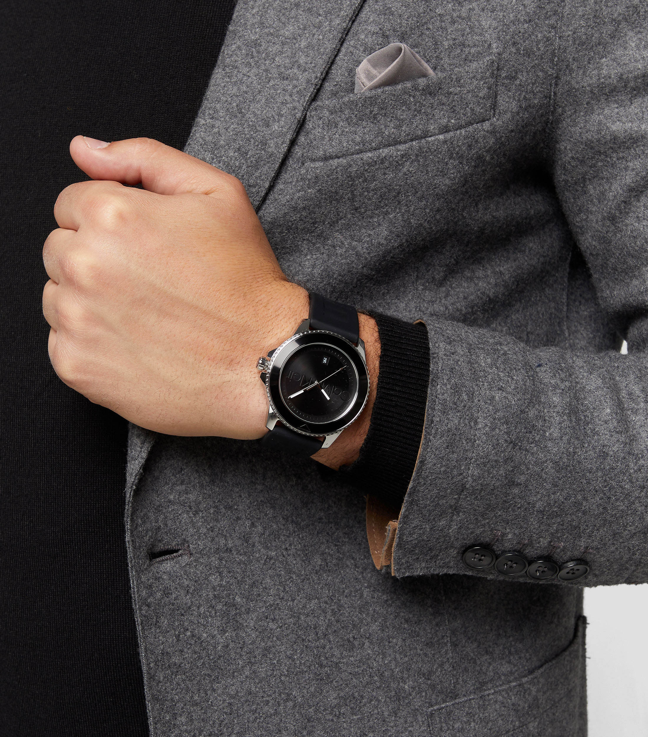 Reloj para Hombre Aqueous Casual Plateado, Negro