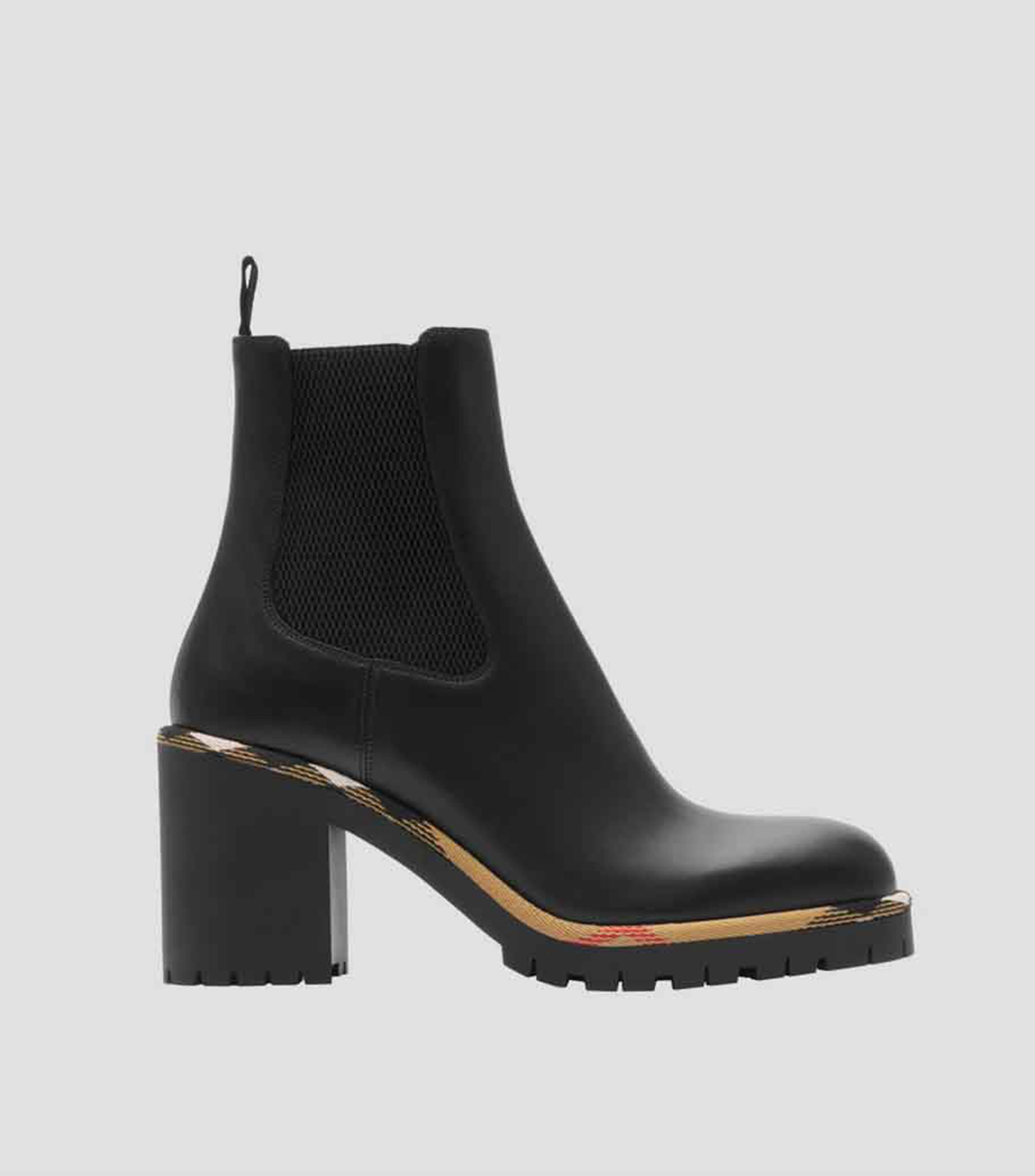 Botas Chelsea cortas en piel tacón alto ancho Mujer