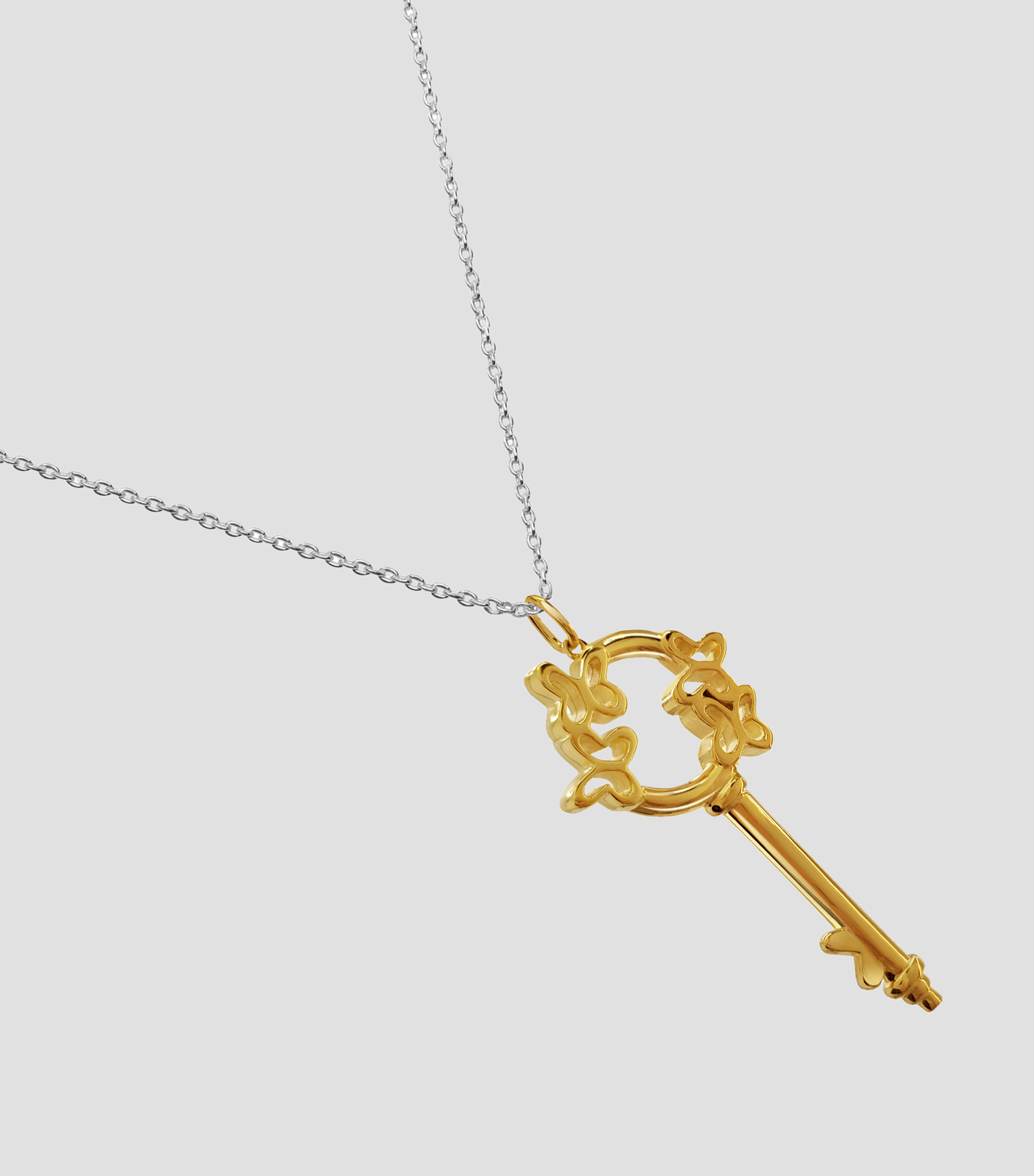Dije en Plata .925 Llave con Mariposas Mujer