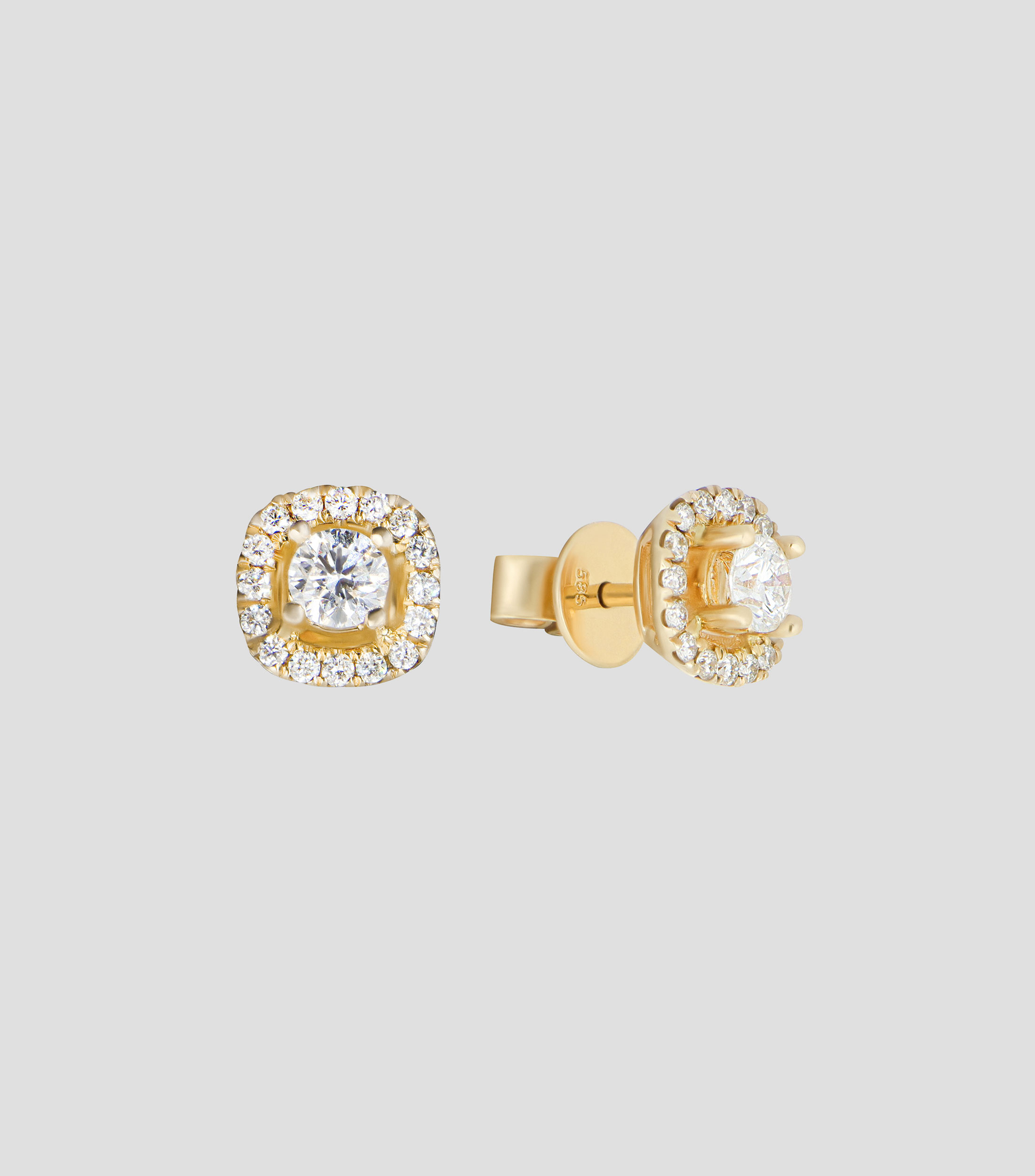 Broqueles en oro amarillo de 14 kilates con diamantes Mujer