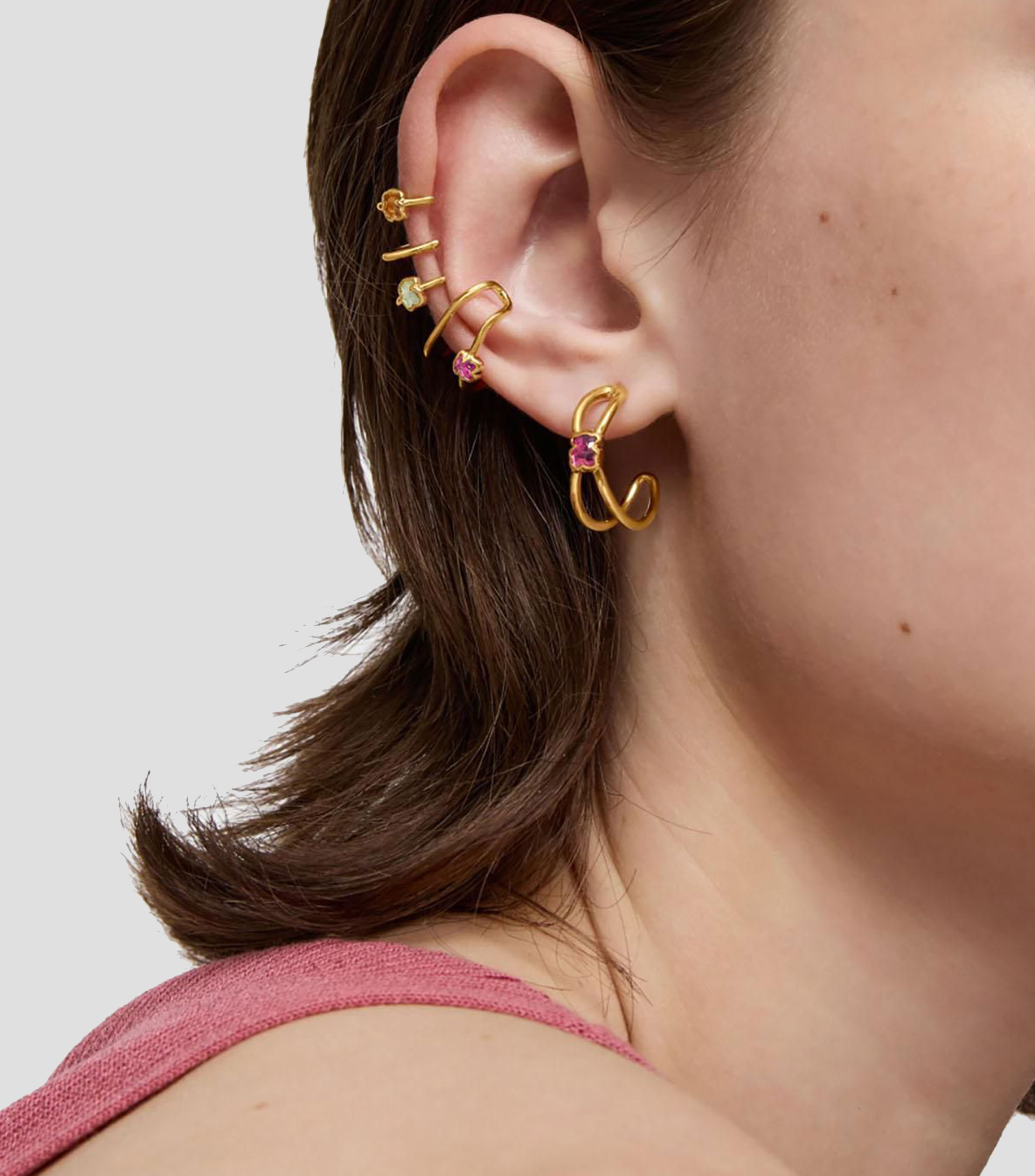 Aretes de aro con oso Mujer