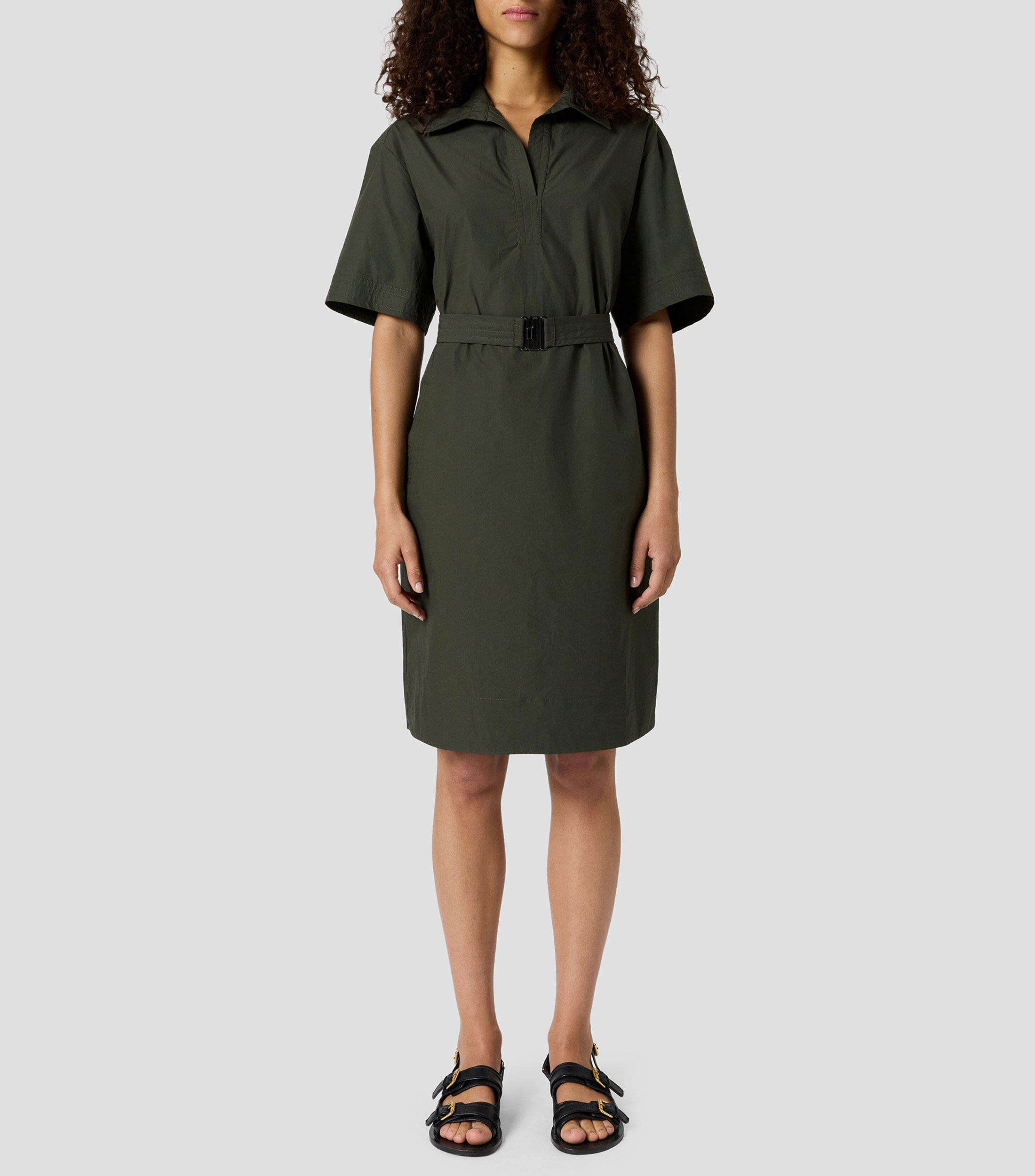 Vestido Midi manga corta liso Mujer