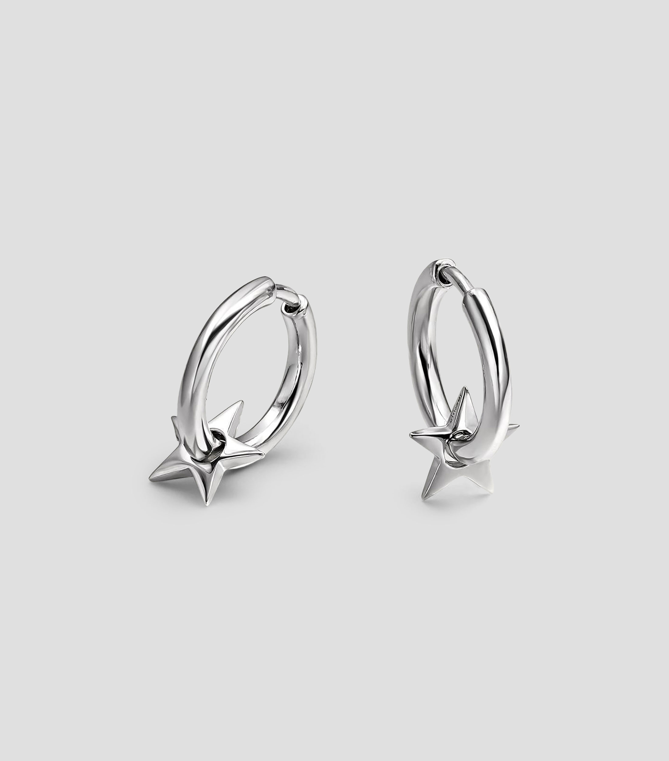 Pendientes de aro pequeños en plata .925 con estrella Mic Mujer