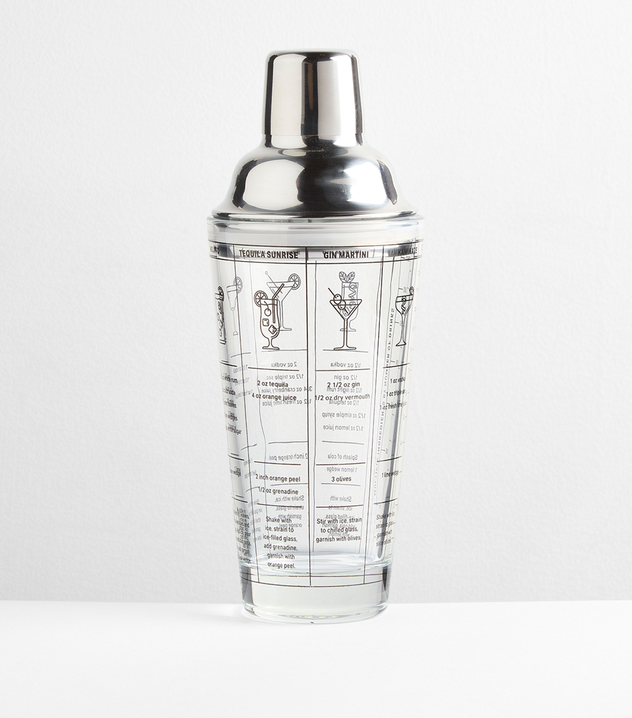 botella coctelera de vidrio con recetas