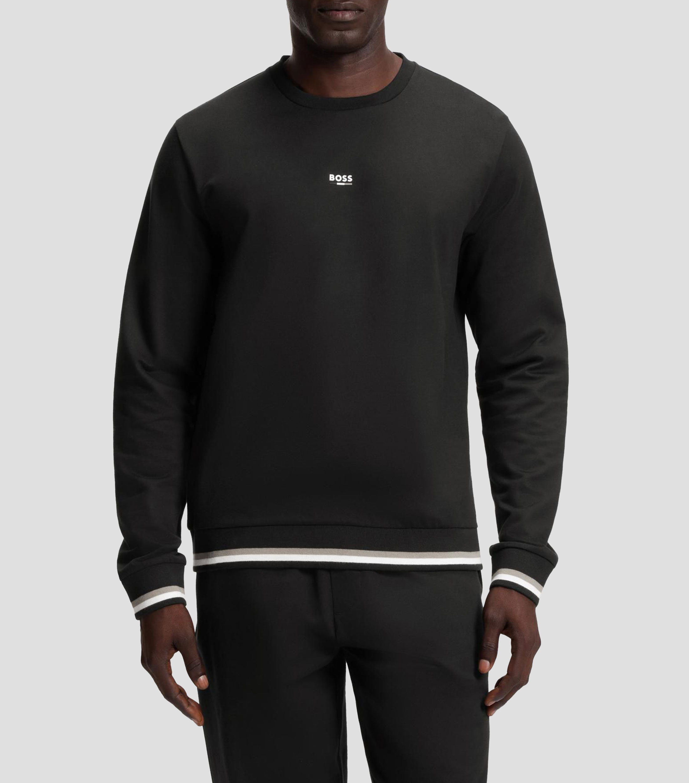 Sudadera BOSS de felpa de rizo de algodón con rayas distintivas y logo Hombre