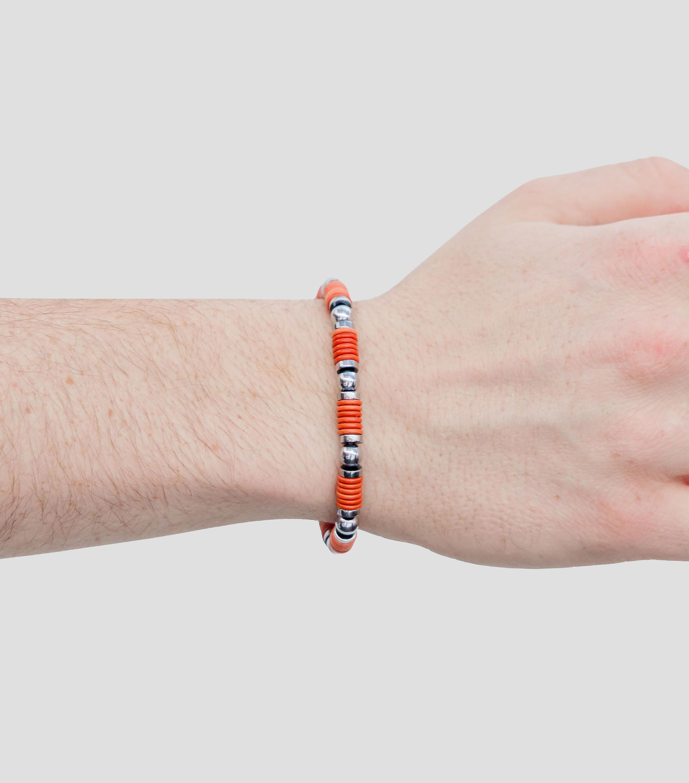 Pulsera en plata 925 roja con cuentas esféricas Hombre