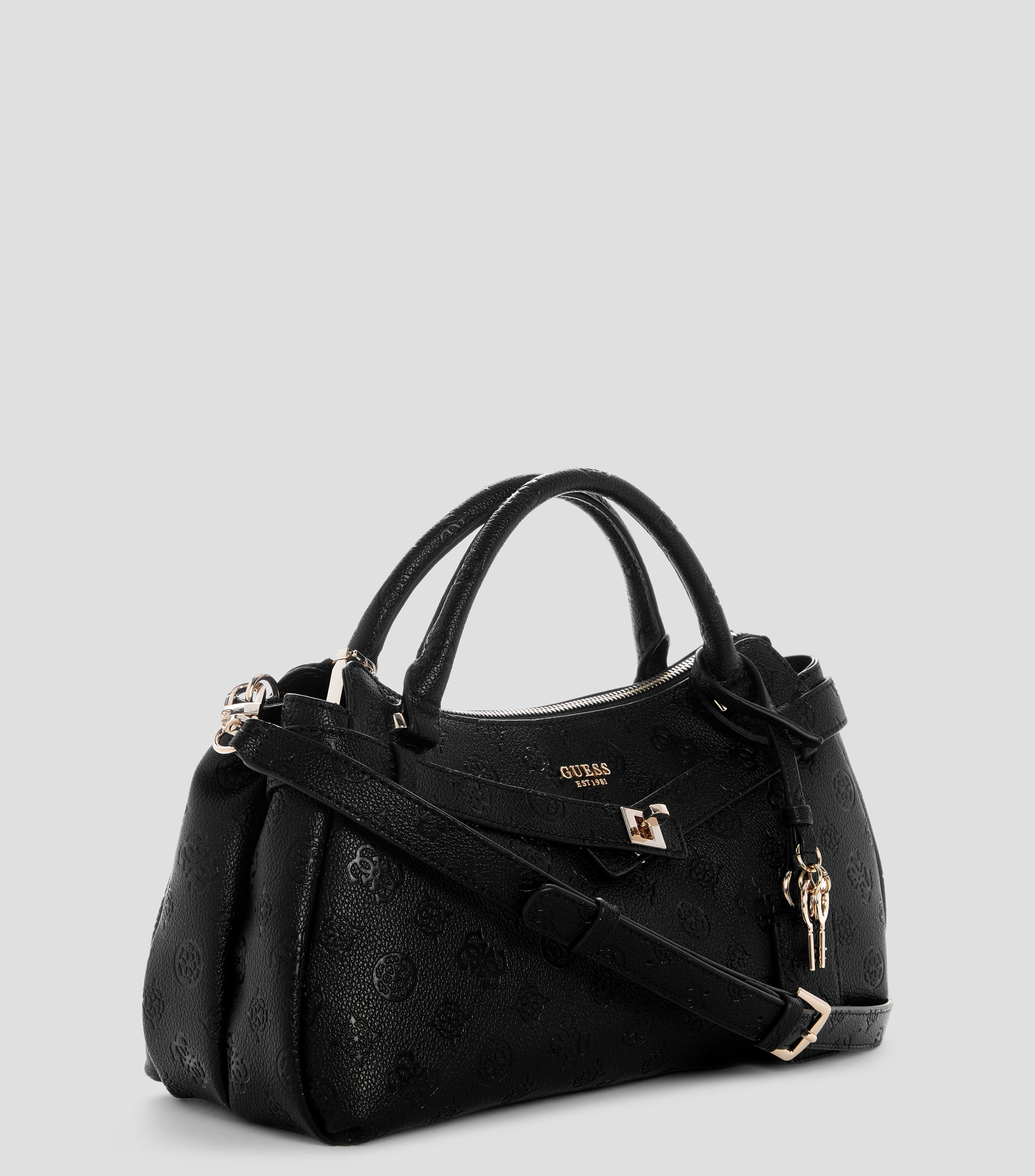 Bolsa satchel negra sólido Mujer