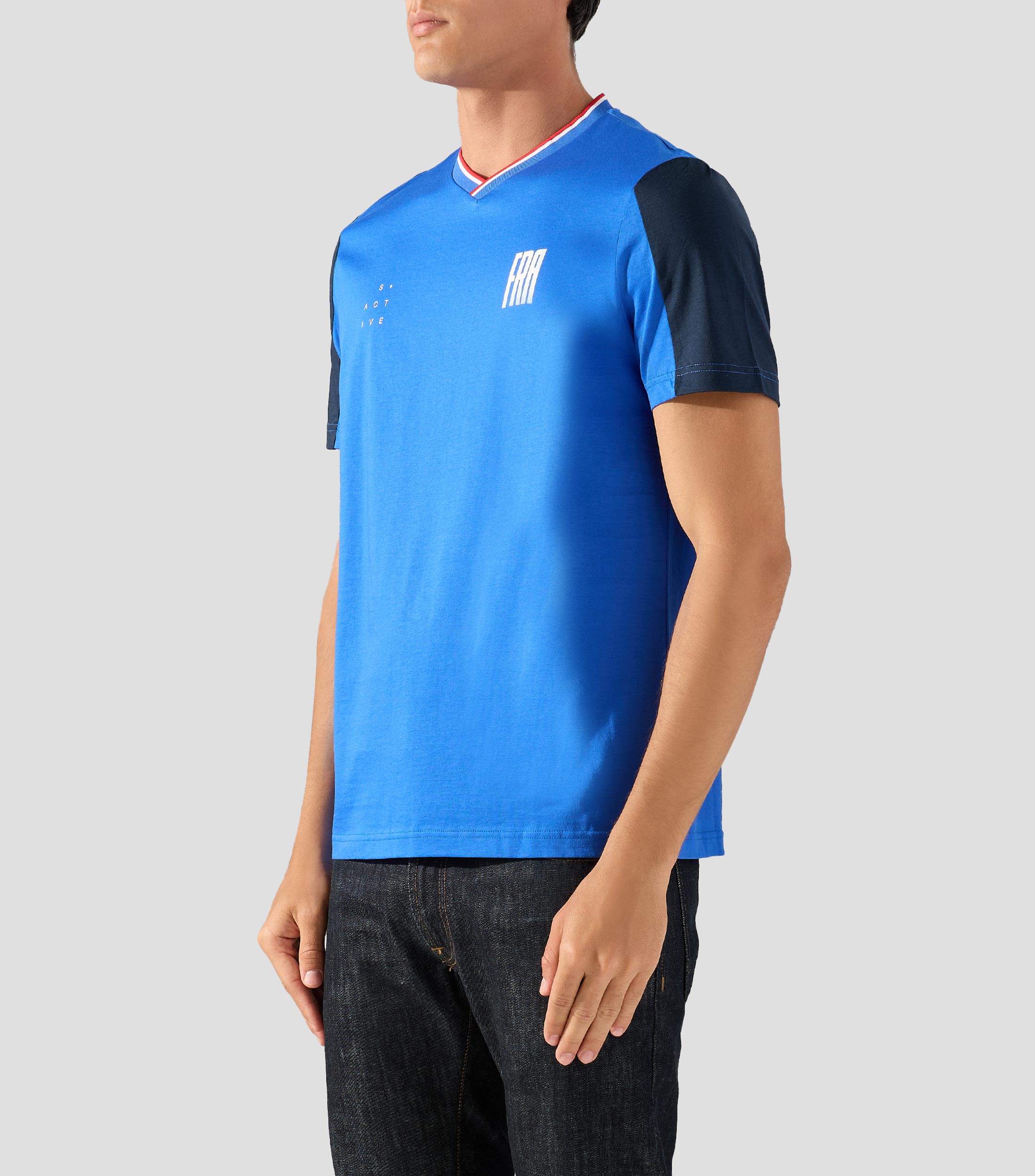 Playera cuello V manga corta lisa Francia Hombre